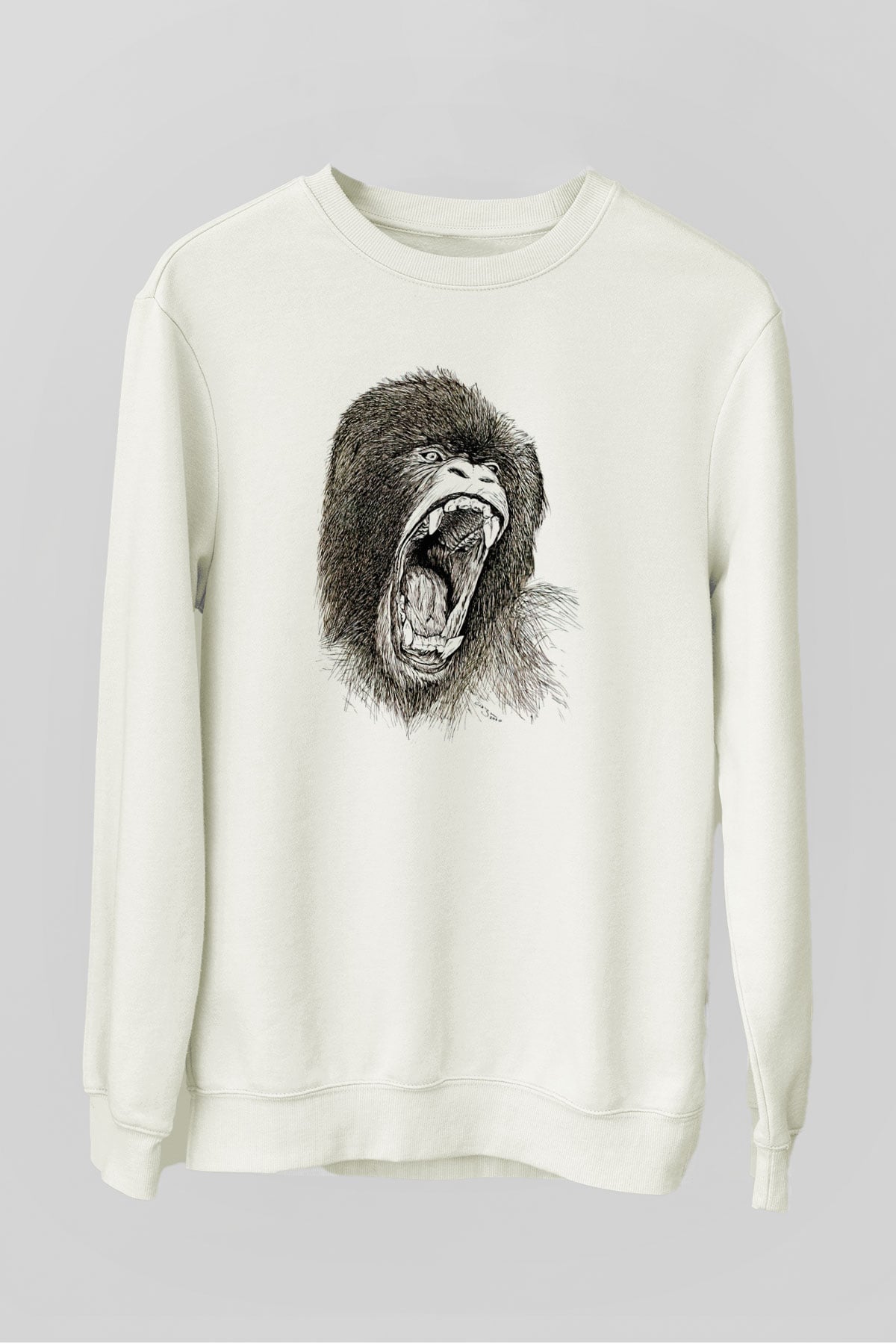 Goril Beyaz Unisex Sweatshirt