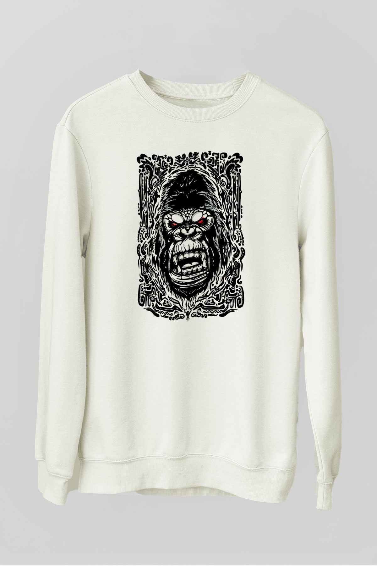 Goril Beyaz Unisex Sweatshirt
