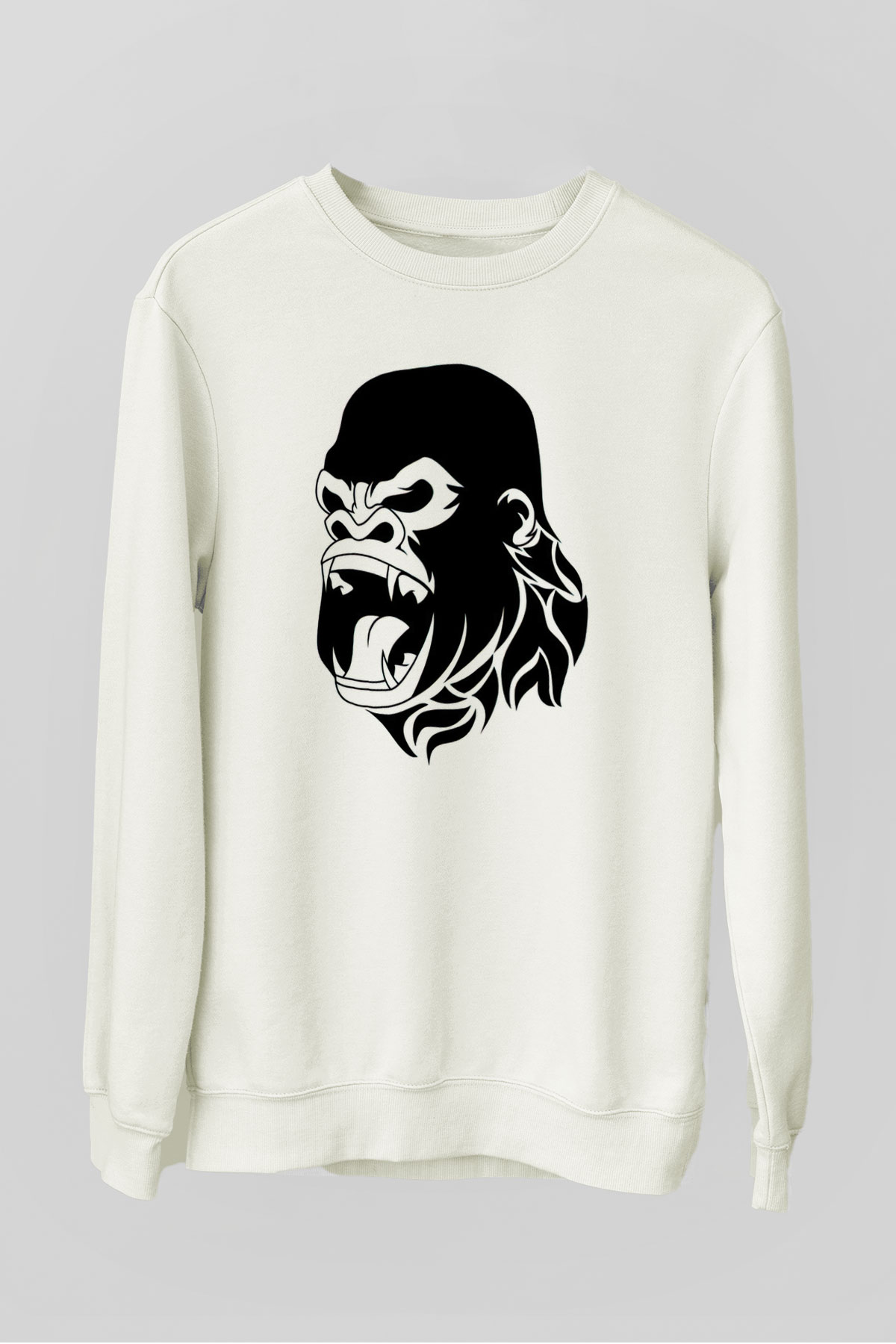 Goril Beyaz Unisex Sweatshirt