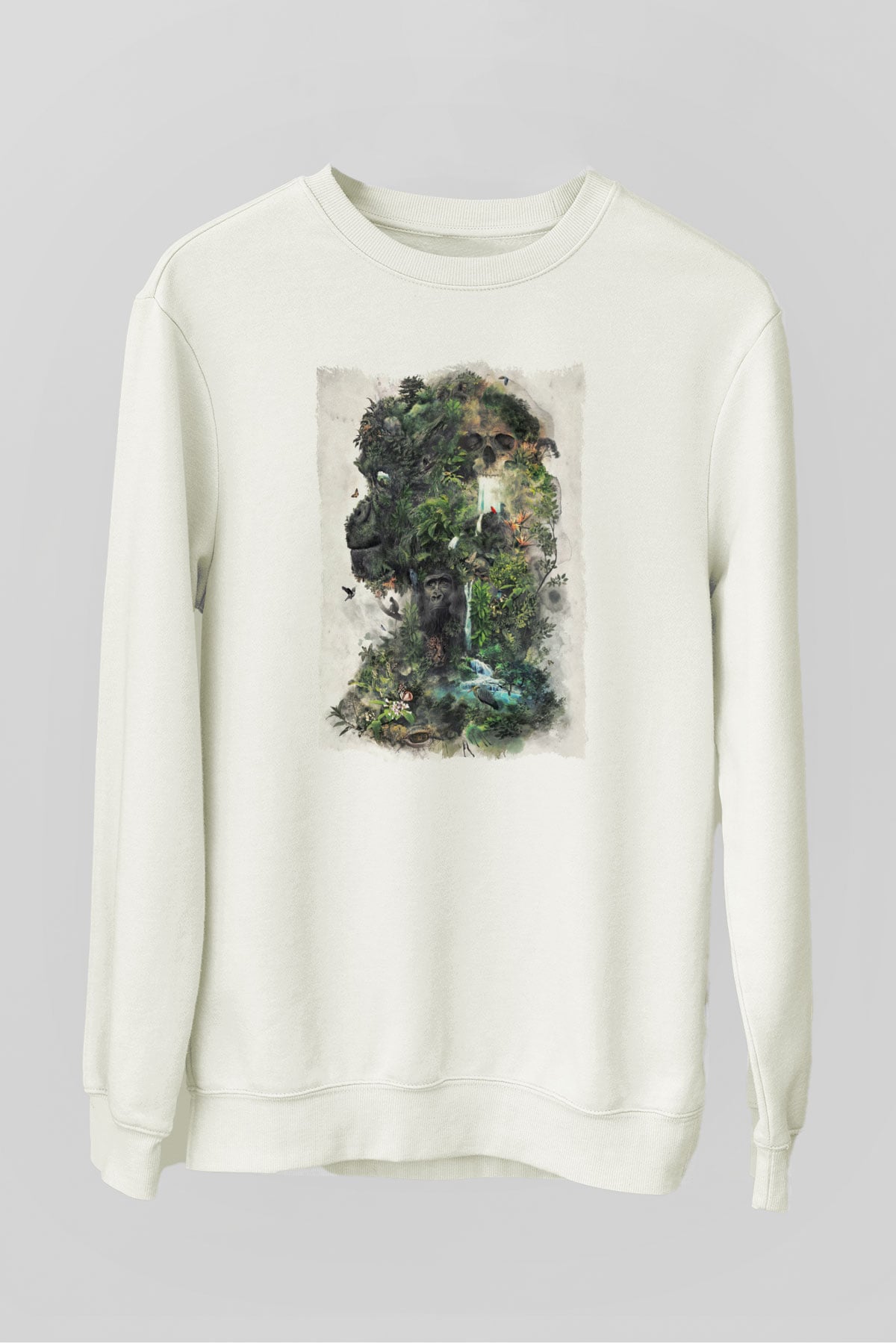 Goril Beyaz Unisex Sweatshirt