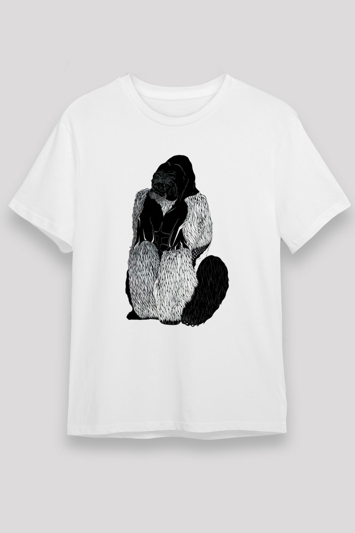 Goril Beyaz Unisex Tişört T-Shirt - TişörtFabrikası