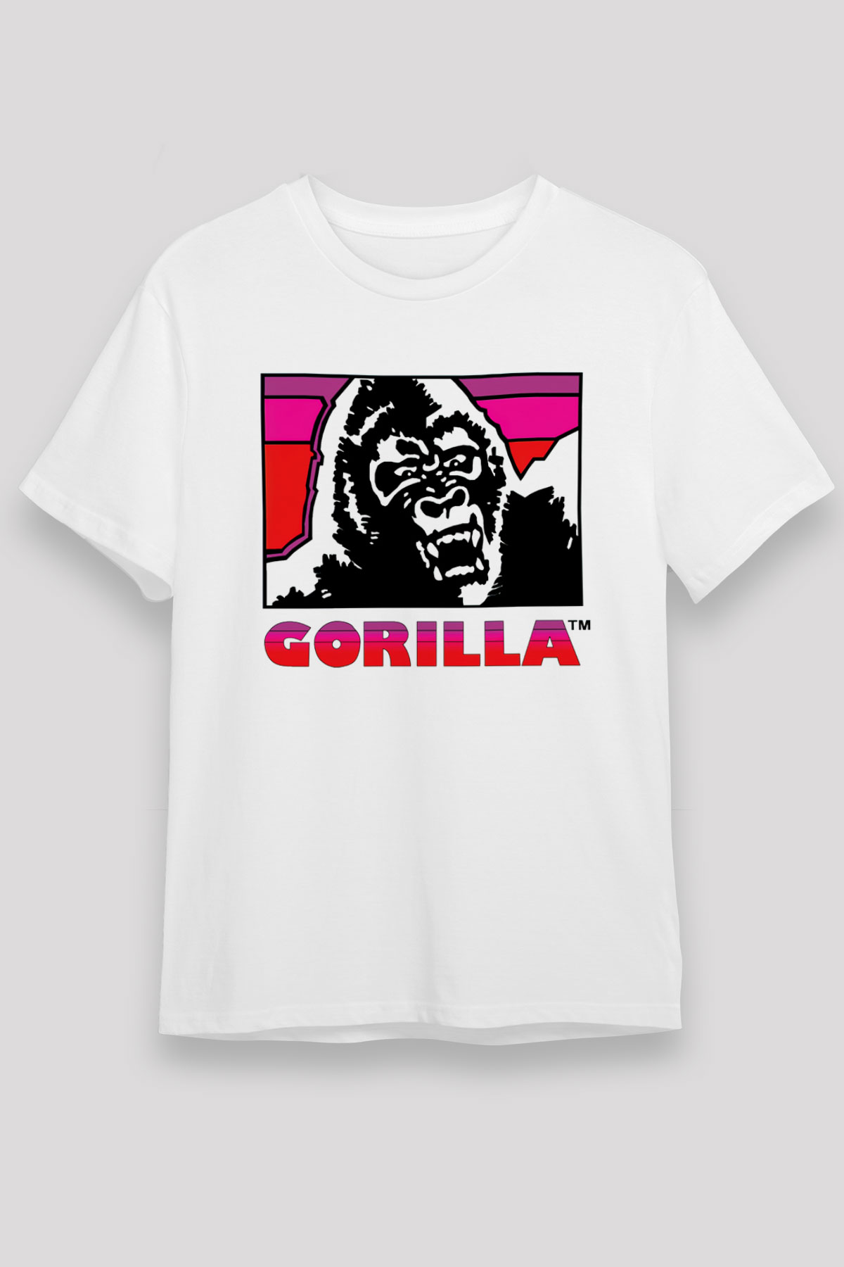 Goril Beyaz Unisex Tişört T-Shirt - TişörtFabrikası