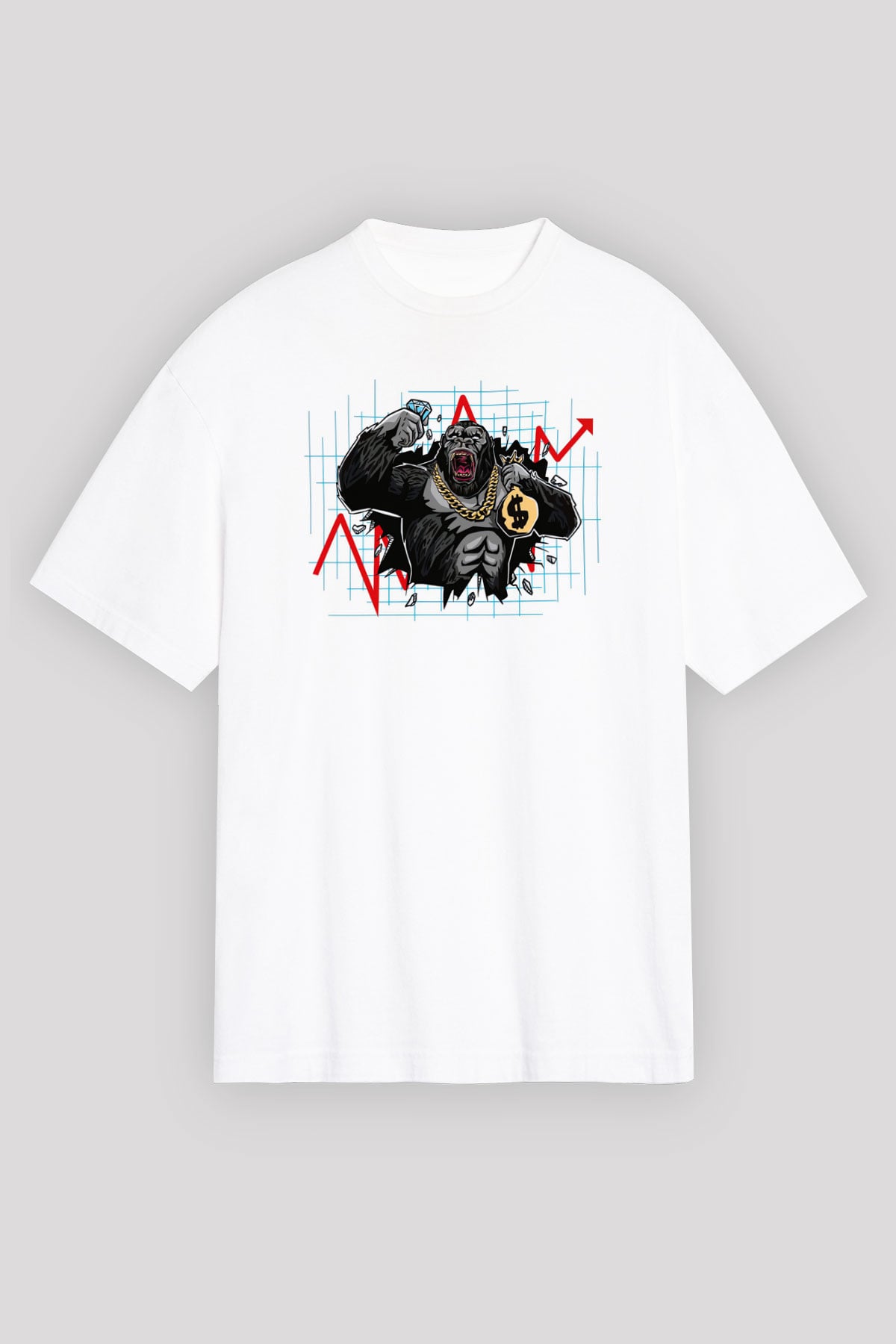 Goril Beyaz Oversize Tişört Oversize T-shirt - TişörtFabrikası