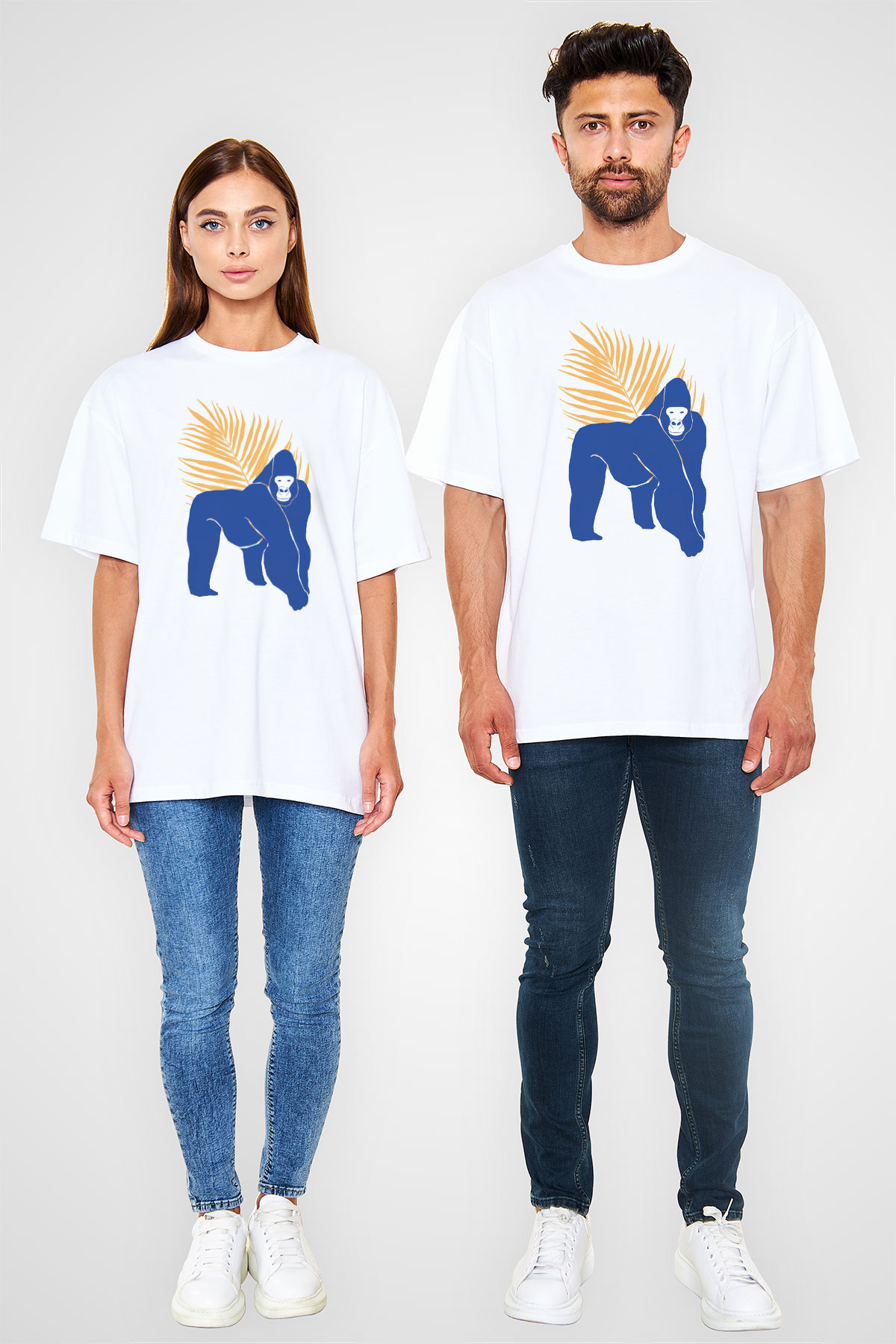 Goril Beyaz Oversize Tişört Oversize T-shirt - TişörtFabrikası