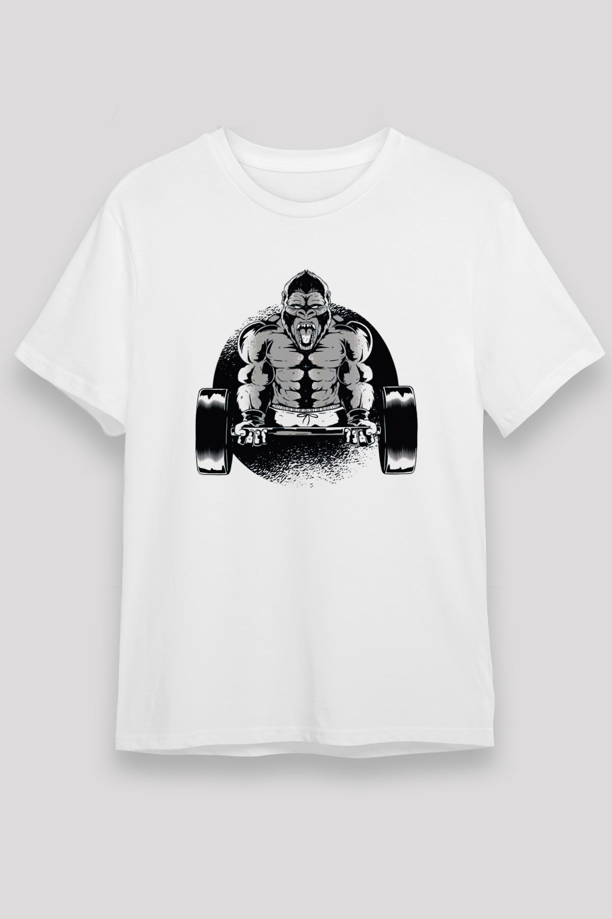 Goril Beyaz Unisex Tişört T-Shirt - TişörtFabrikası