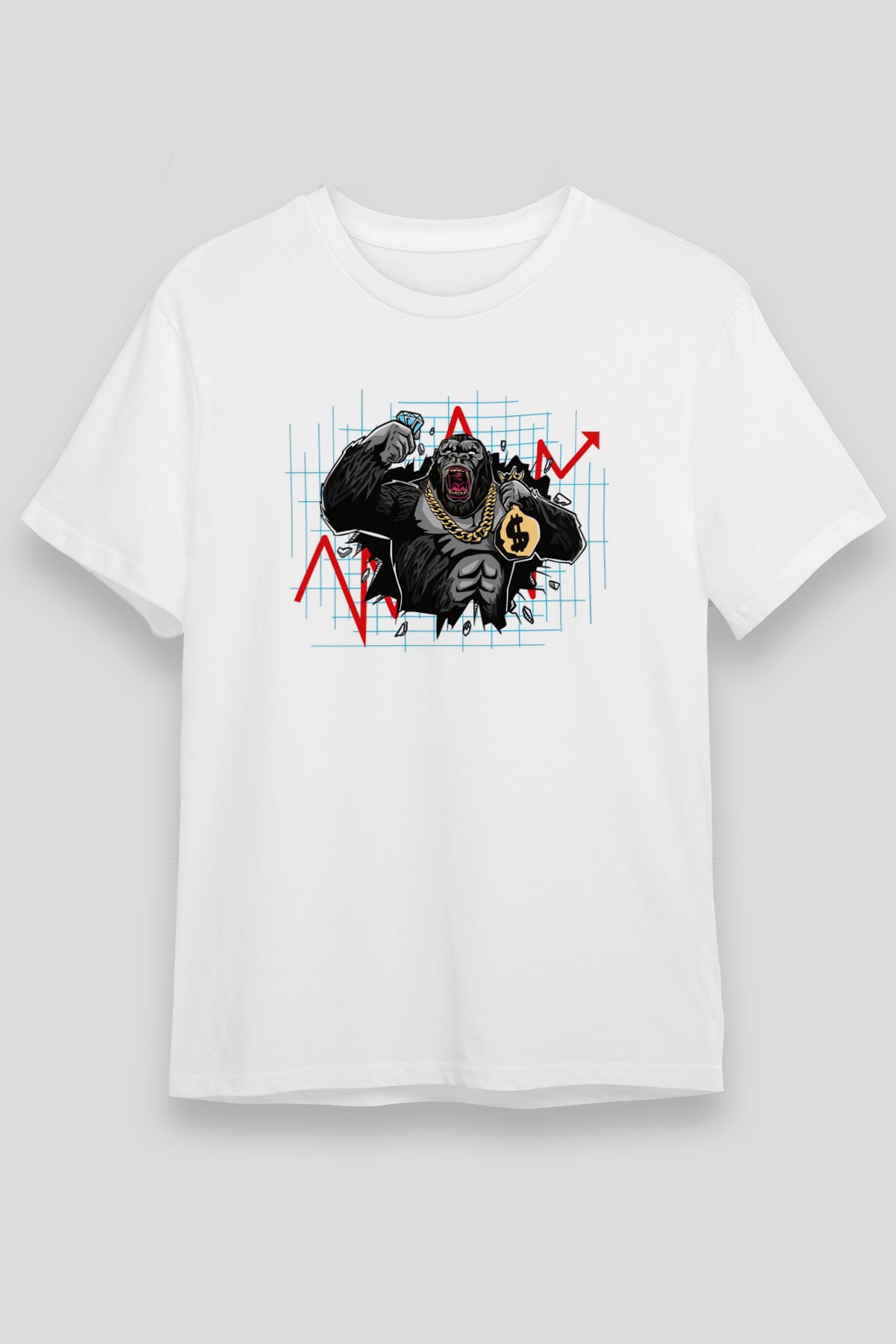Goril Beyaz Unisex Tişört T-Shirt - TişörtFabrikası