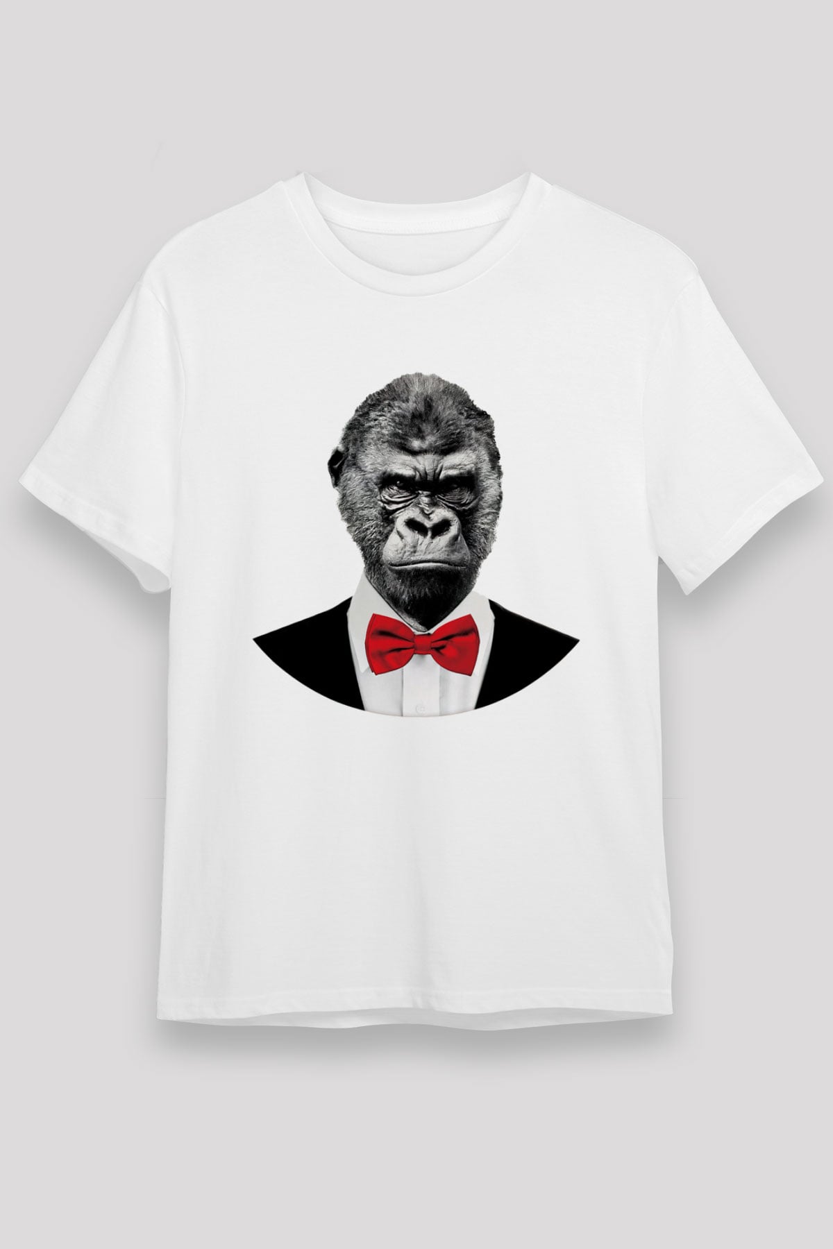 Goril Beyaz Unisex Tişört T-Shirt - TişörtFabrikası