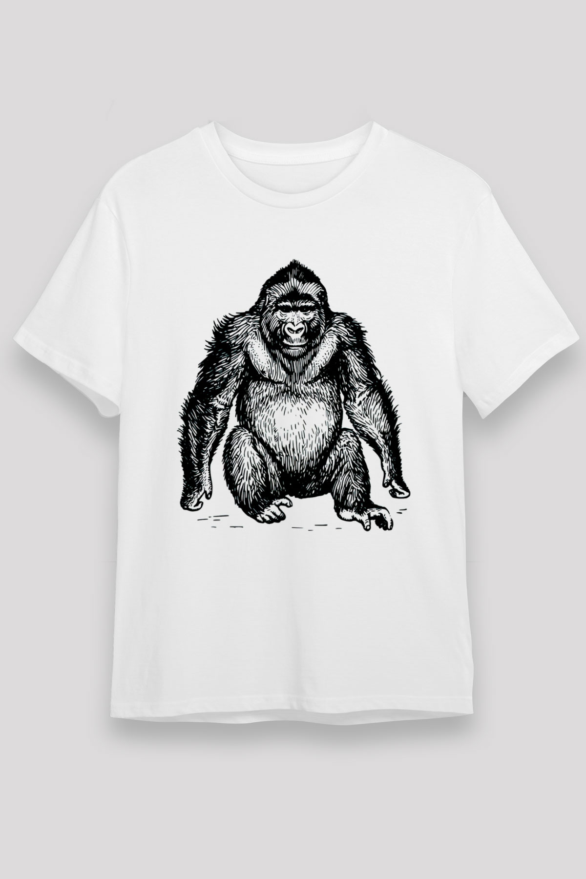 Goril Beyaz Unisex Tişört T-Shirt - TişörtFabrikası