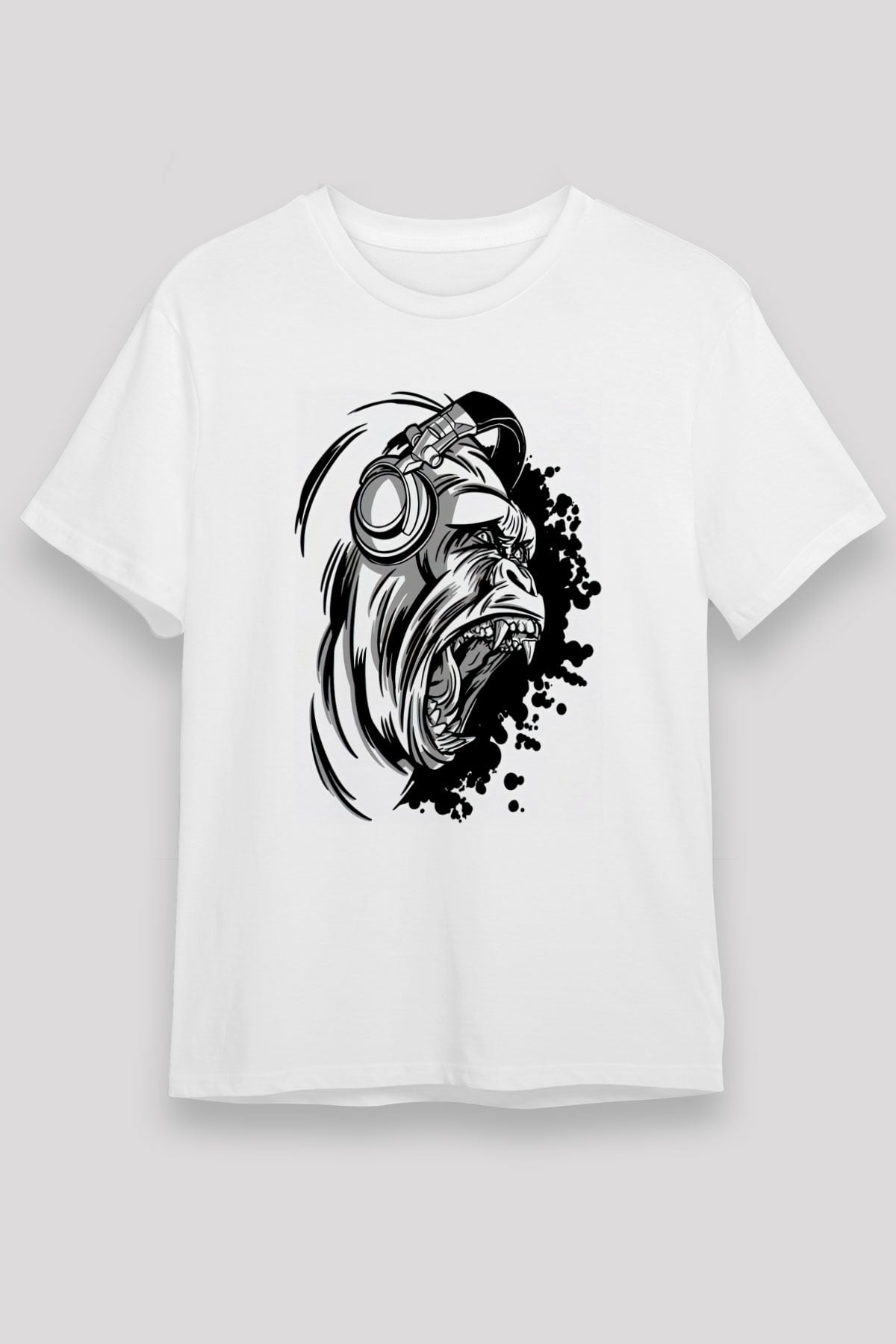 Goril Beyaz Unisex Tişört T-Shirt - TişörtFabrikası