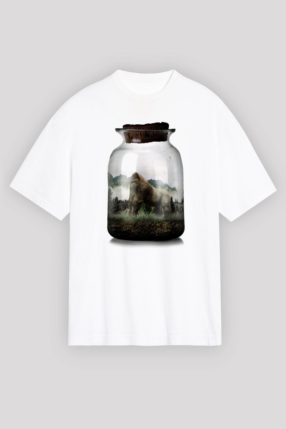 Goril Beyaz Oversize Tişört Oversize T-shirt - TişörtFabrikası