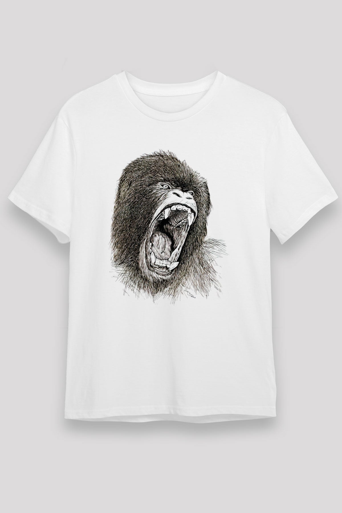 Goril Beyaz Unisex Tişört T-Shirt - TişörtFabrikası