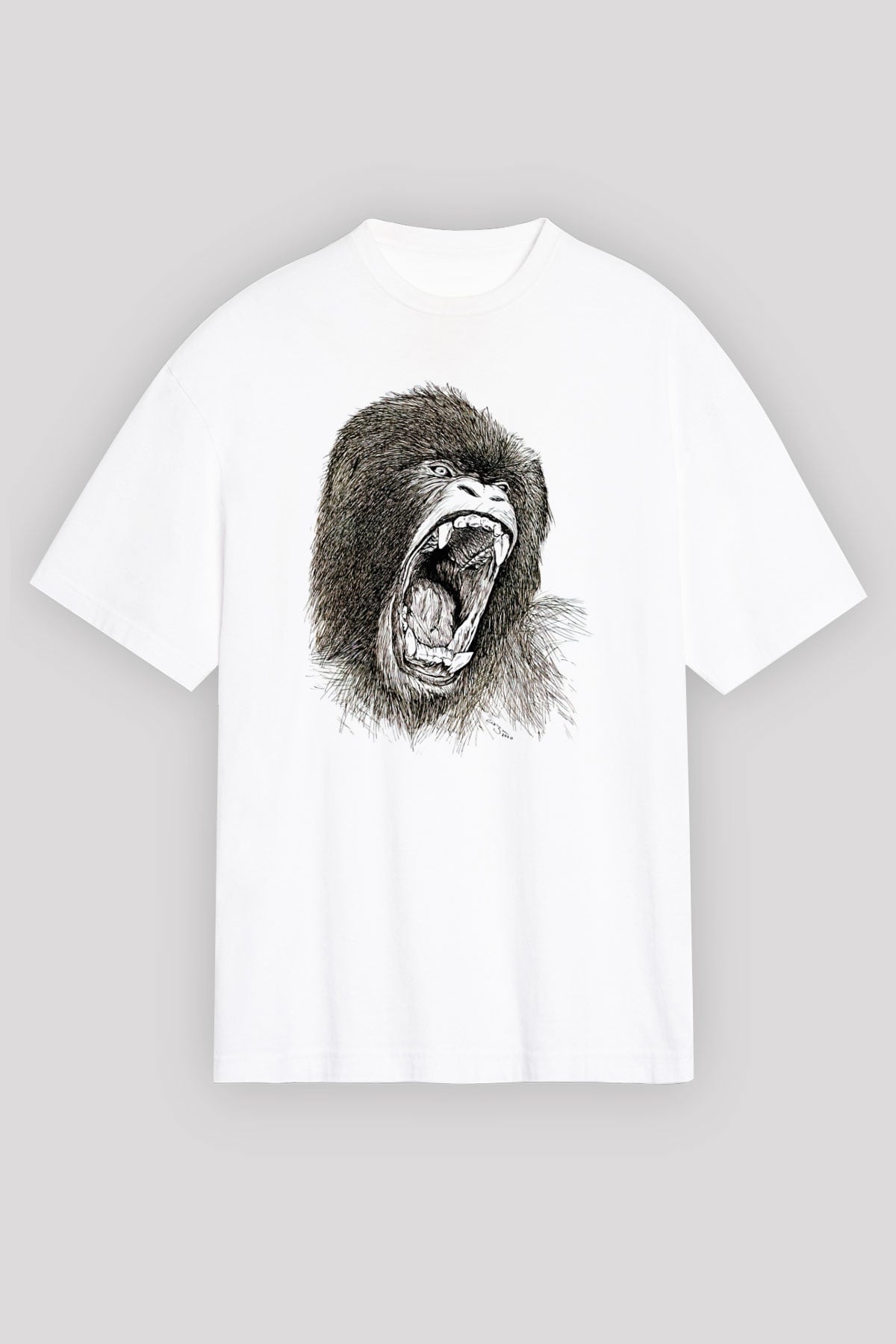 Goril Beyaz Oversize Tişört Oversize T-shirt - TişörtFabrikası