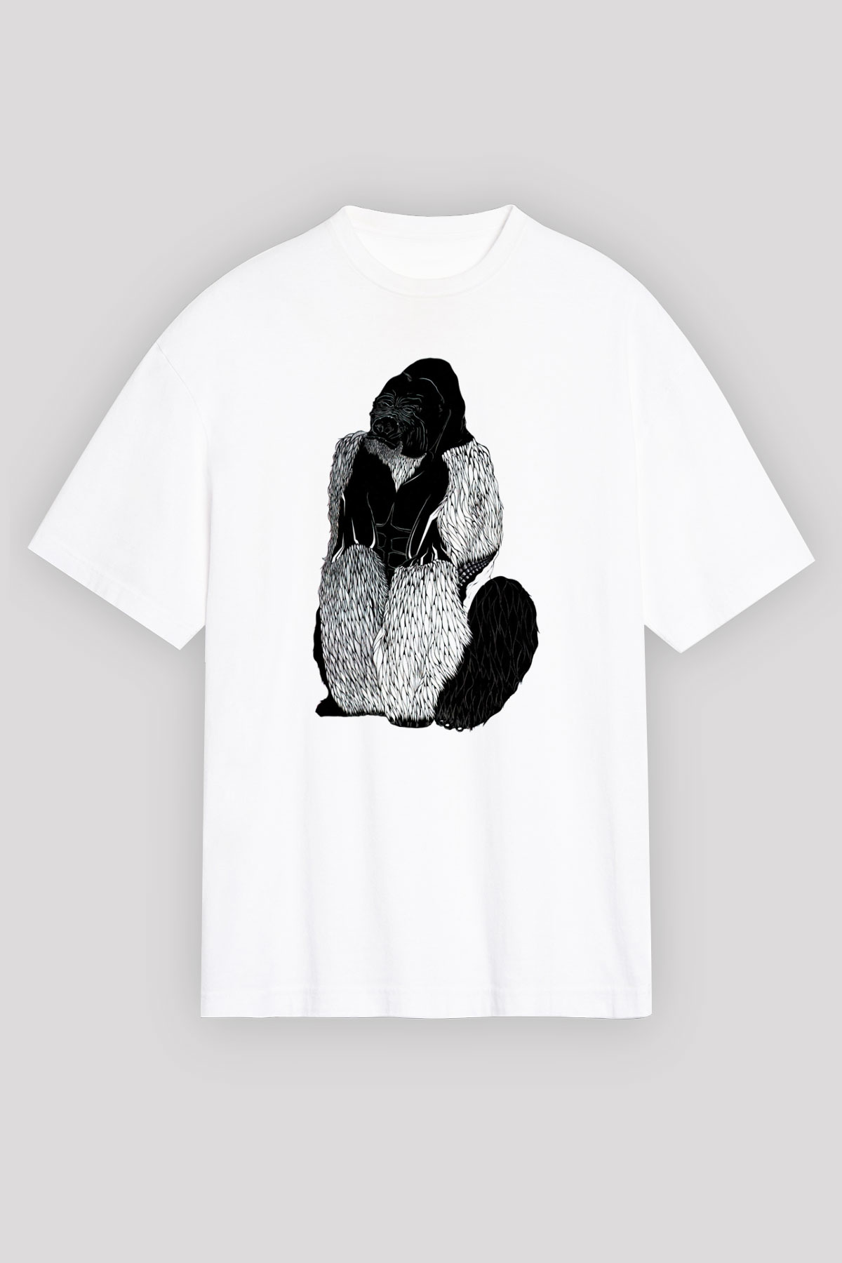 Goril Beyaz Oversize Tişört Oversize T-shirt - TişörtFabrikası