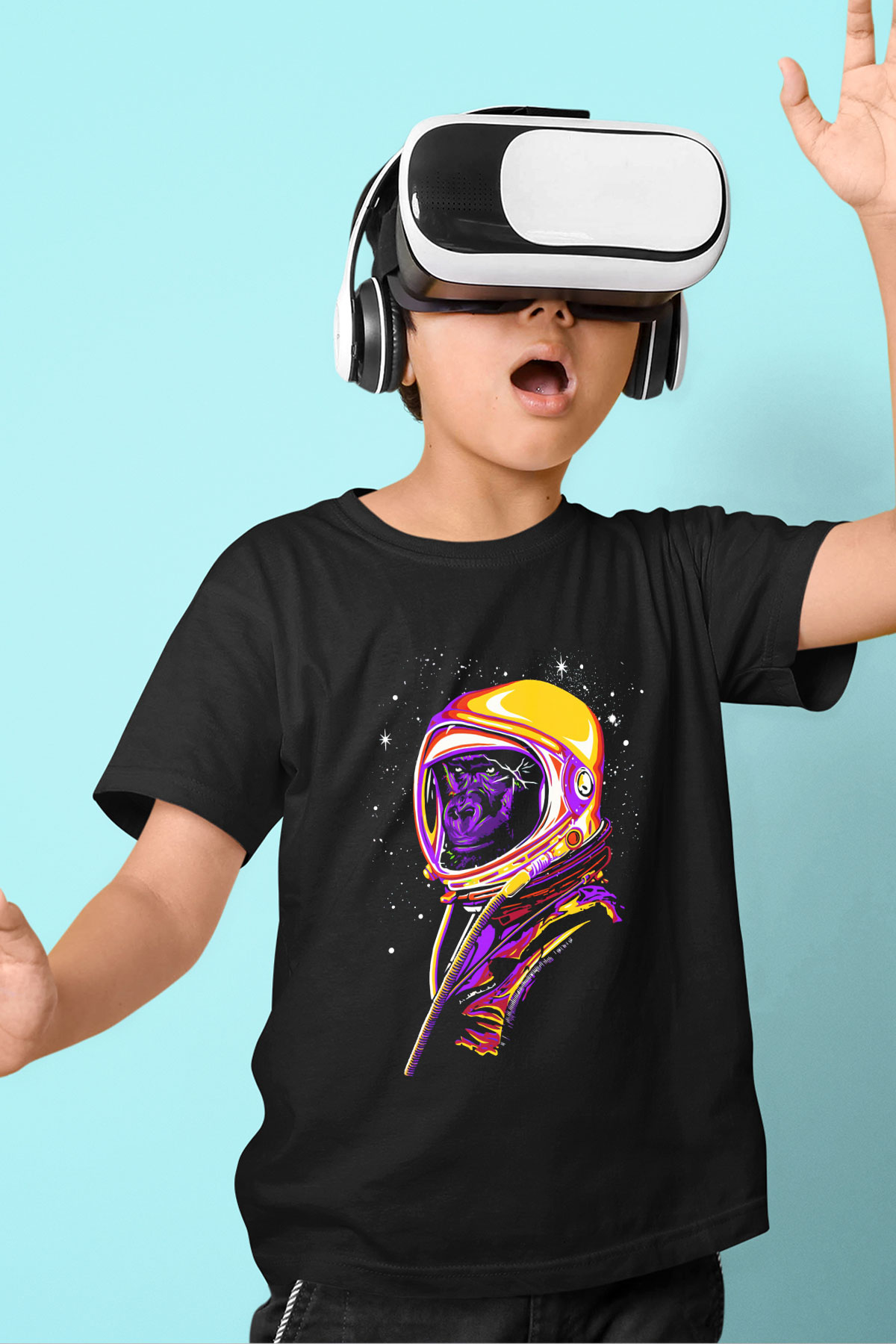 Goril Siyah Unisex Çocuk Tişört