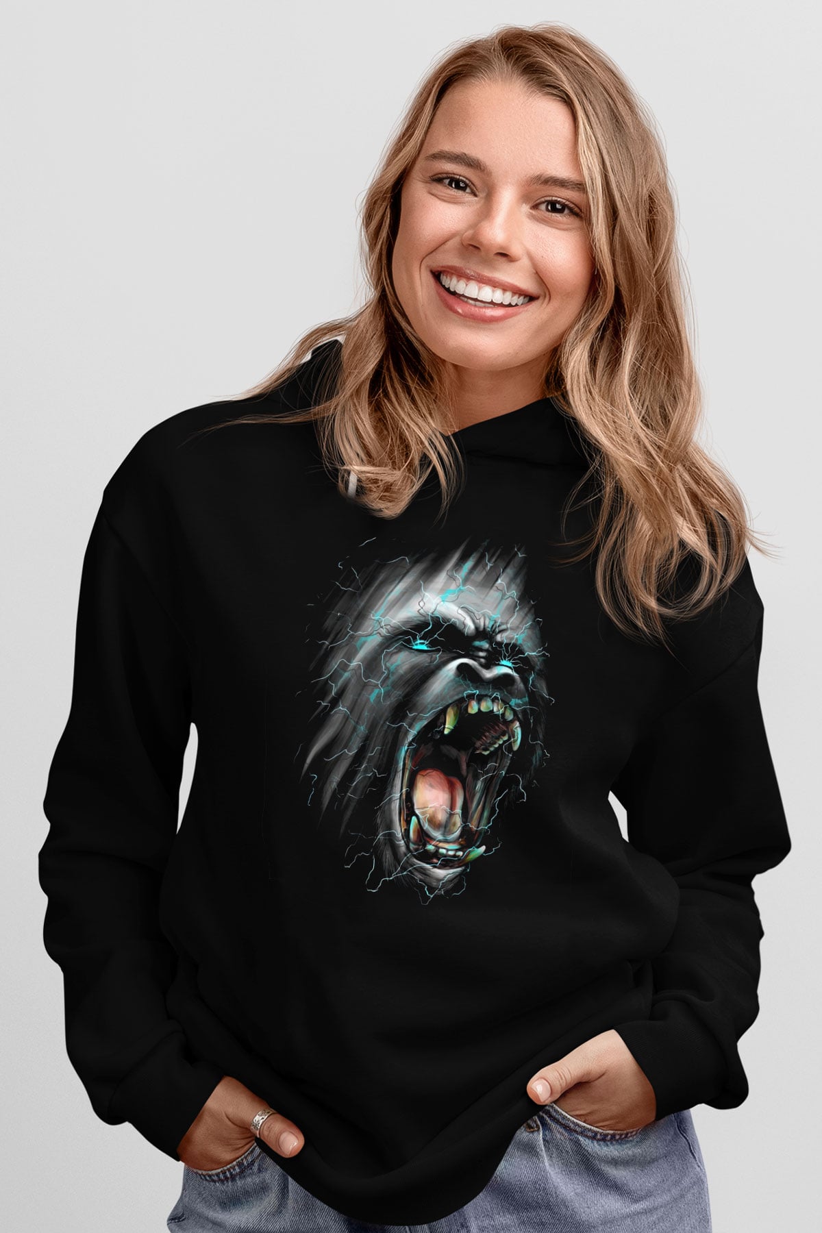 Goril Siyah Unisex Hoodie