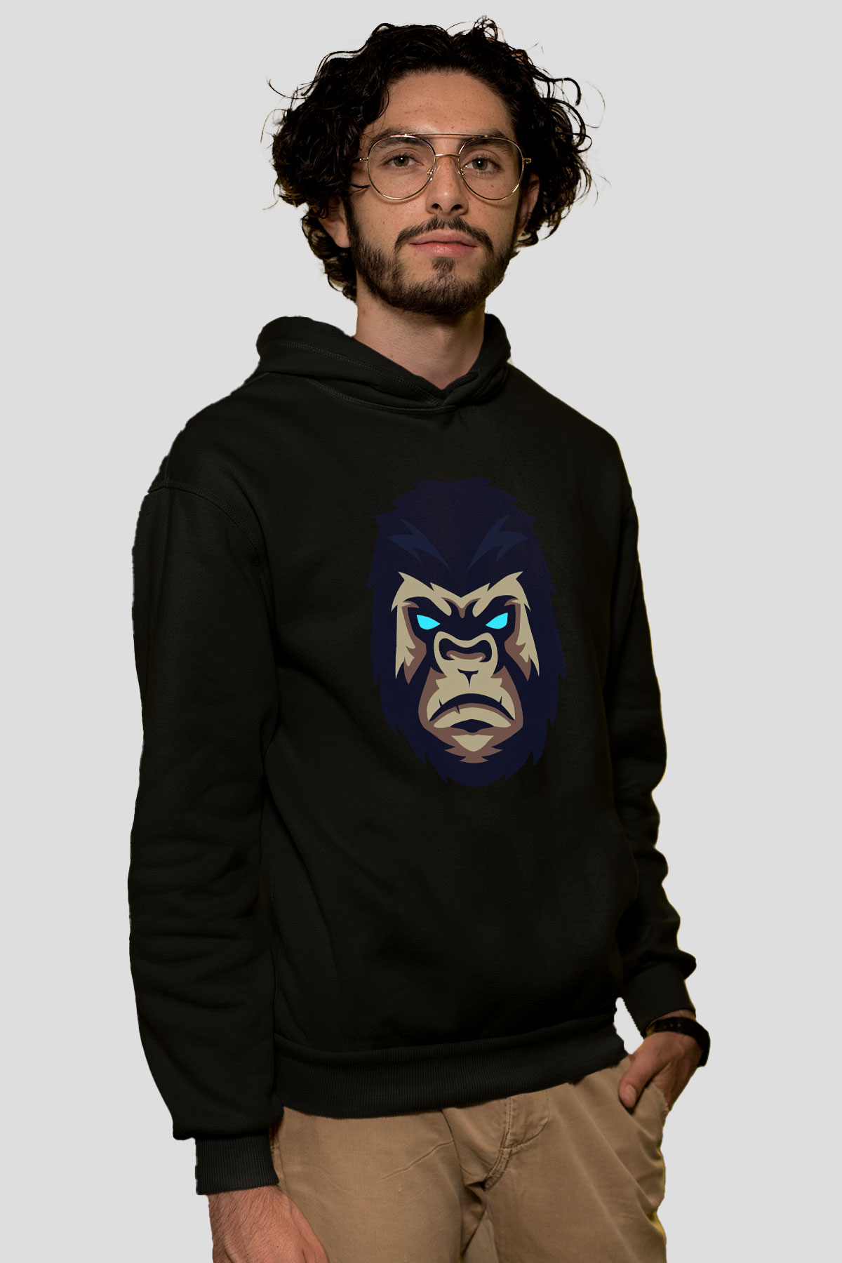Goril Siyah Unisex Hoodie