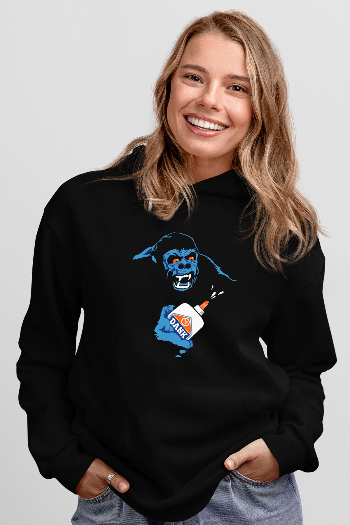 Goril Siyah Unisex Hoodie