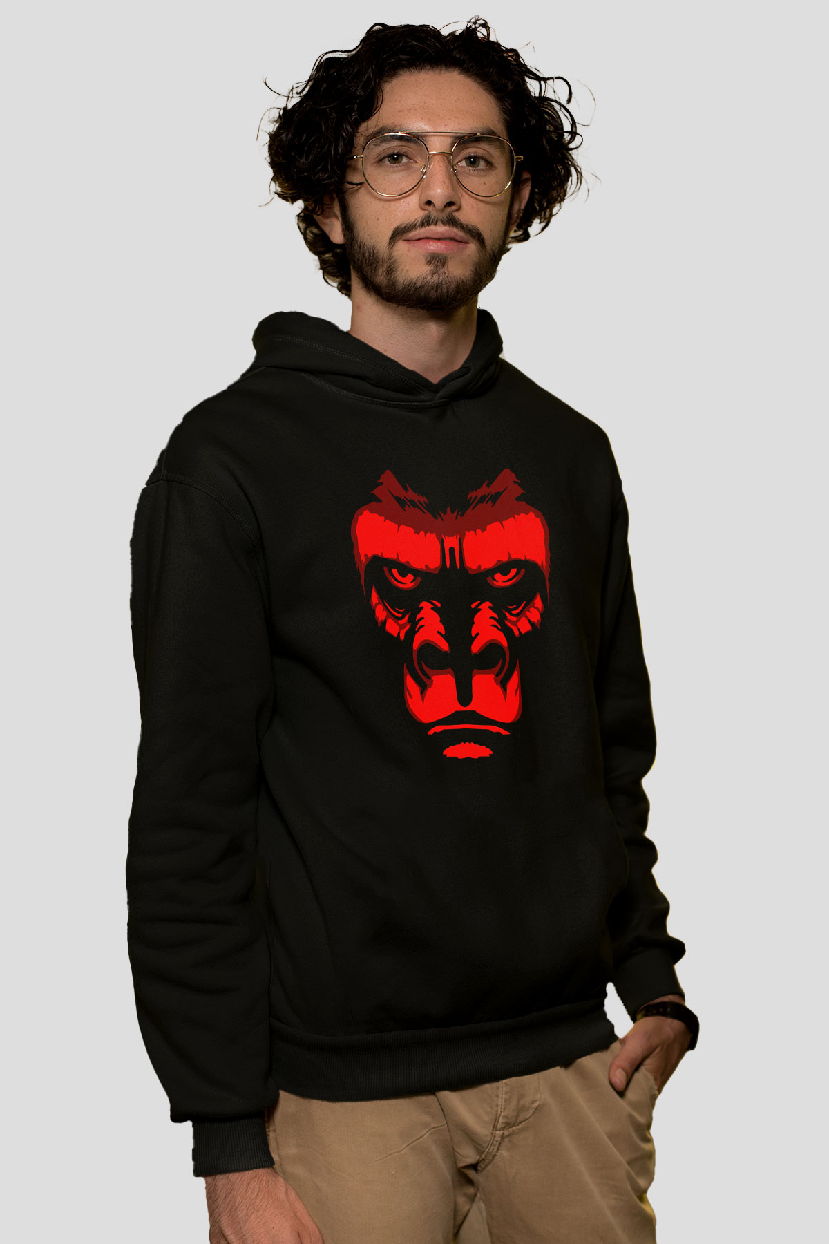 Goril Siyah Unisex Hoodie