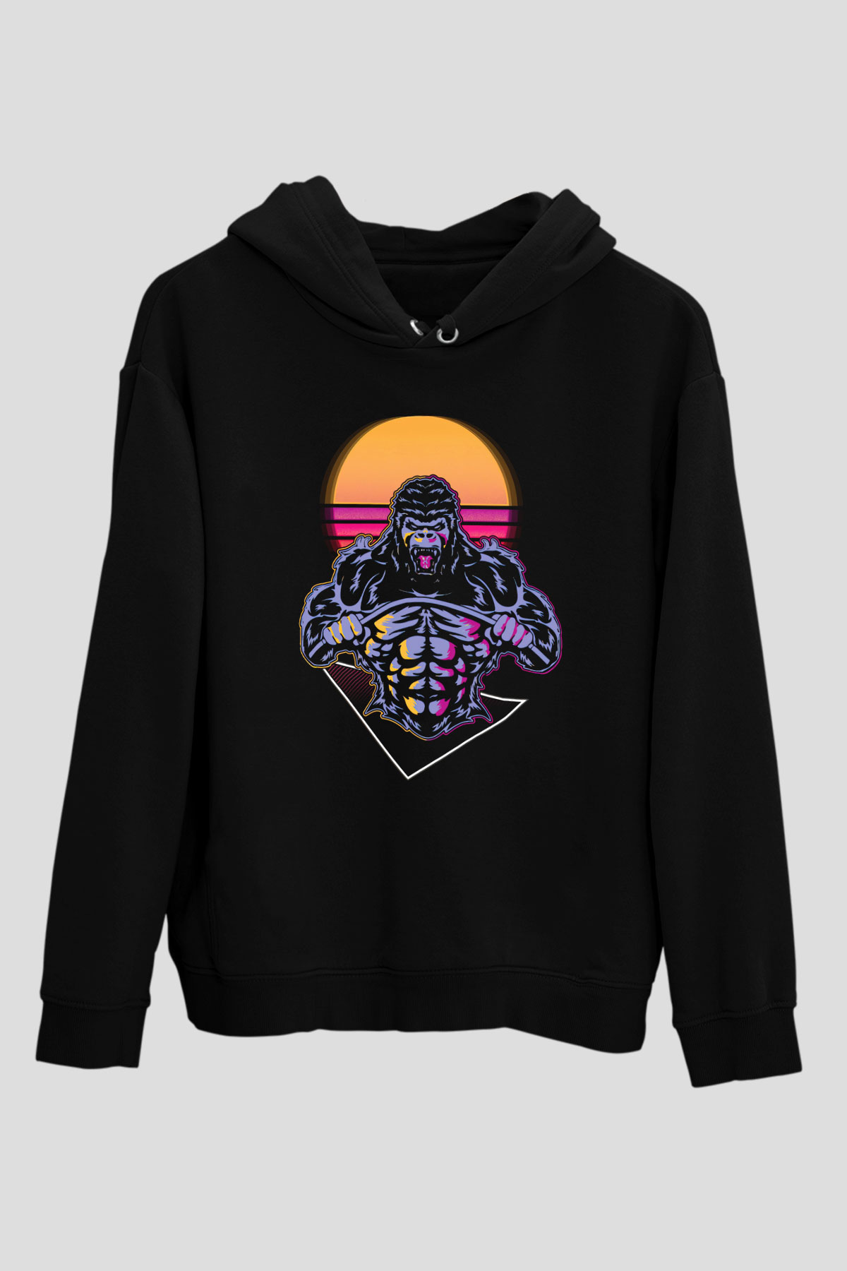 Goril Siyah Unisex Hoodie