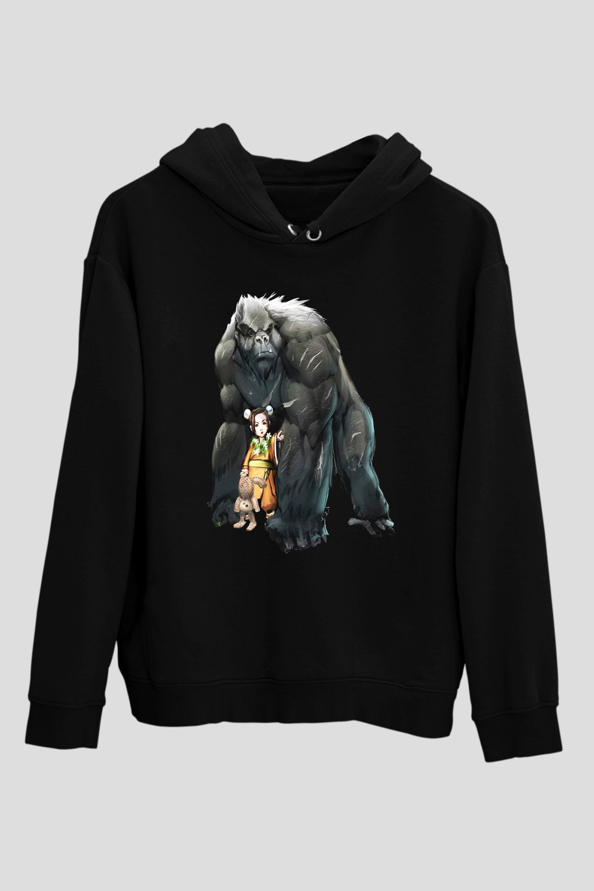 Goril Siyah Unisex Hoodie
