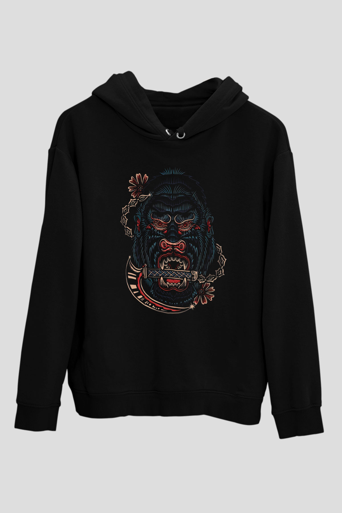 Goril Siyah Unisex Hoodie