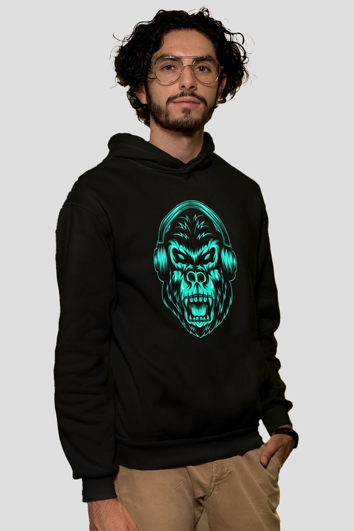 Goril Siyah Unisex Hoodie