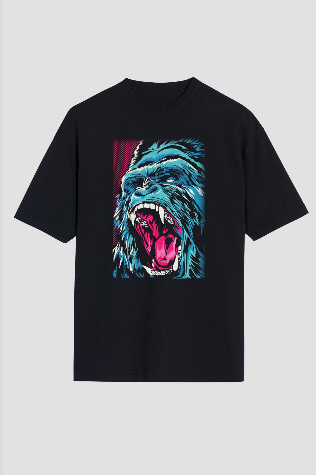 Goril Siyah Unisex Oversize Tişört T-Shirt