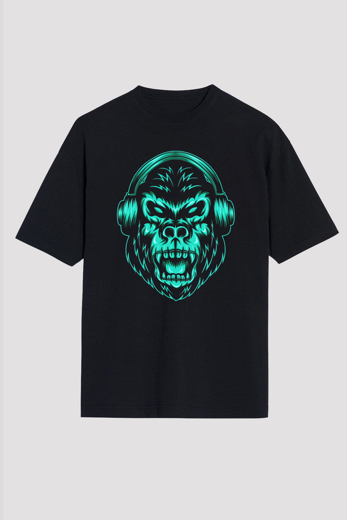 Goril Siyah Unisex Oversize Tişört T-Shirt