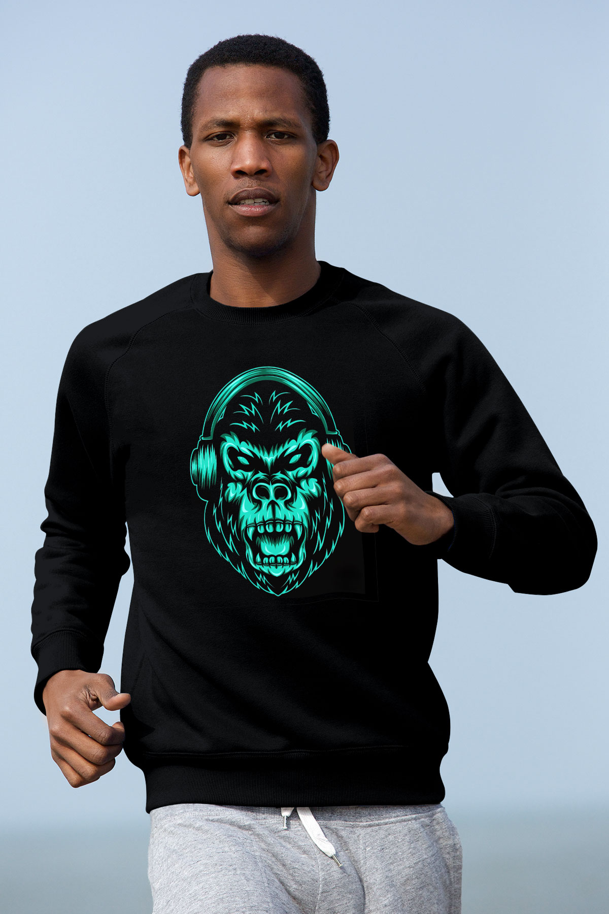 Goril Siyah Unisex Sweatshirt