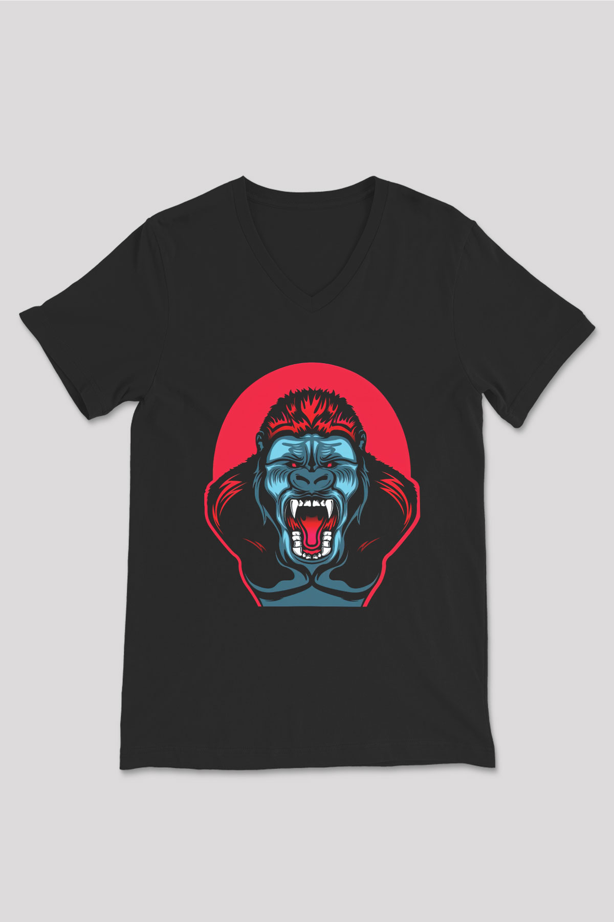 Goril Siyah Unisex V Yaka Tişört