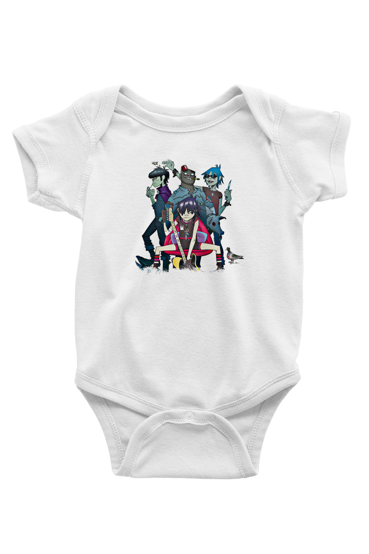 Gorillaz Baskılı Unisex Beyaz Bebek Body - Zıbın