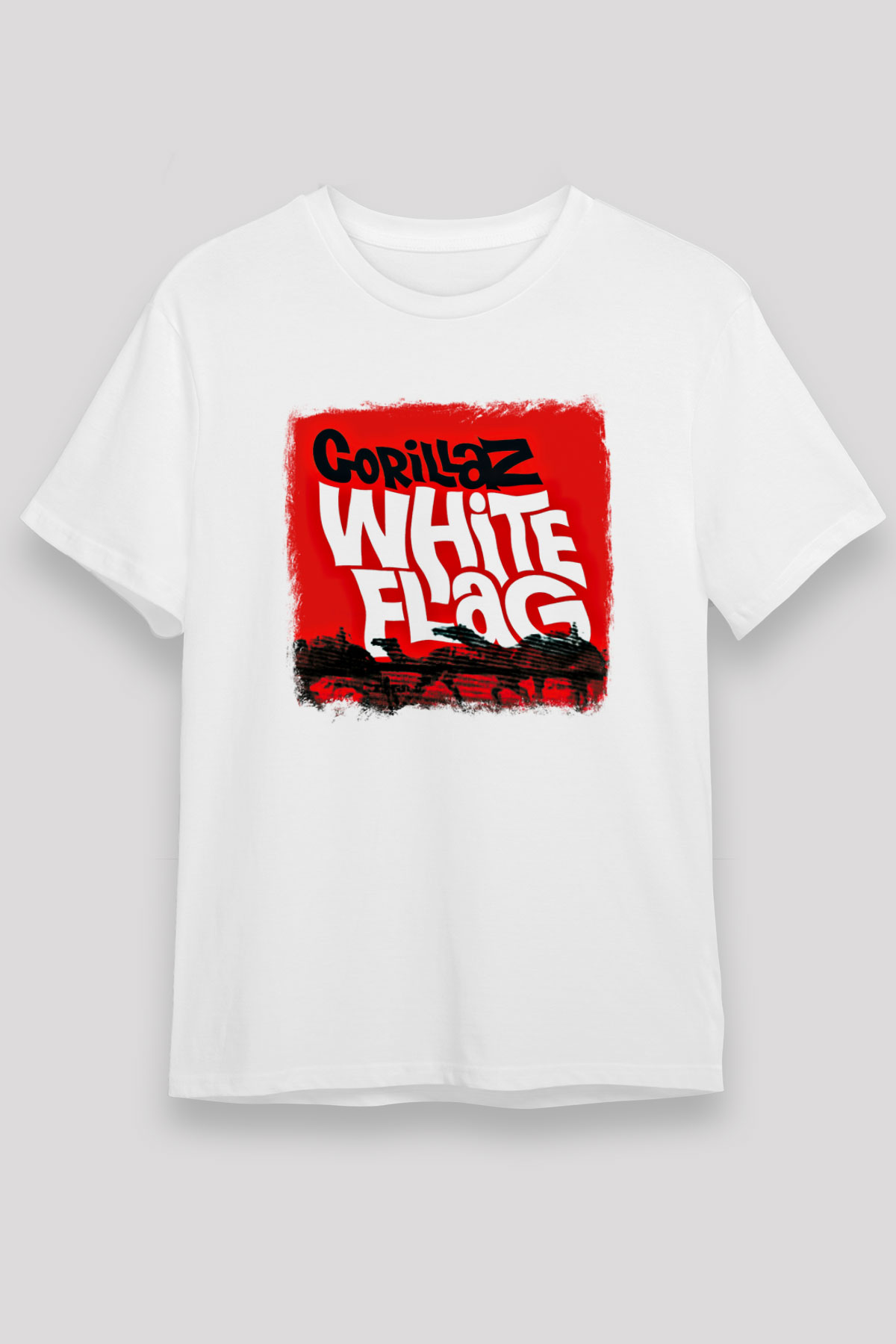 Gorillaz Baskılı Unisex Beyaz Tişört