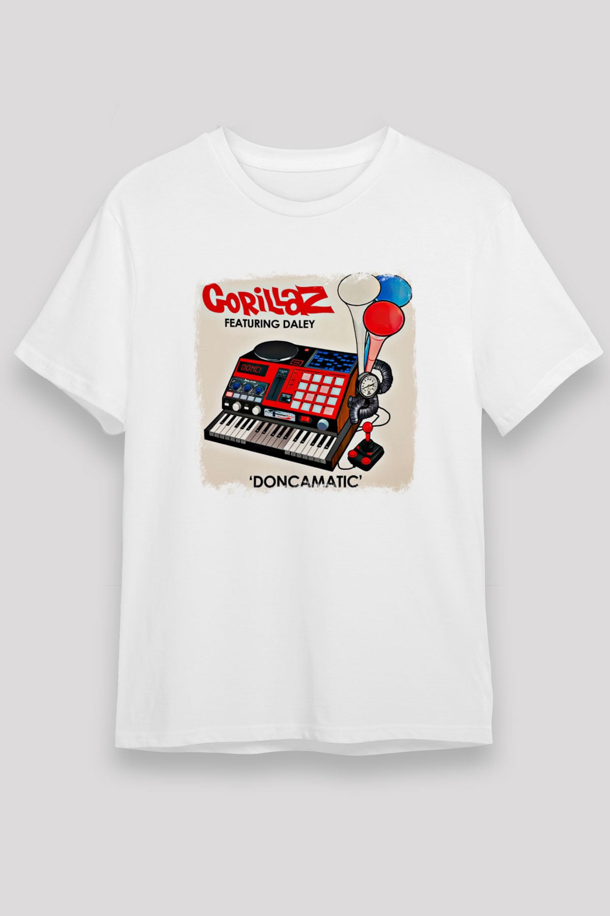 Gorillaz Baskılı Unisex Beyaz Tişört