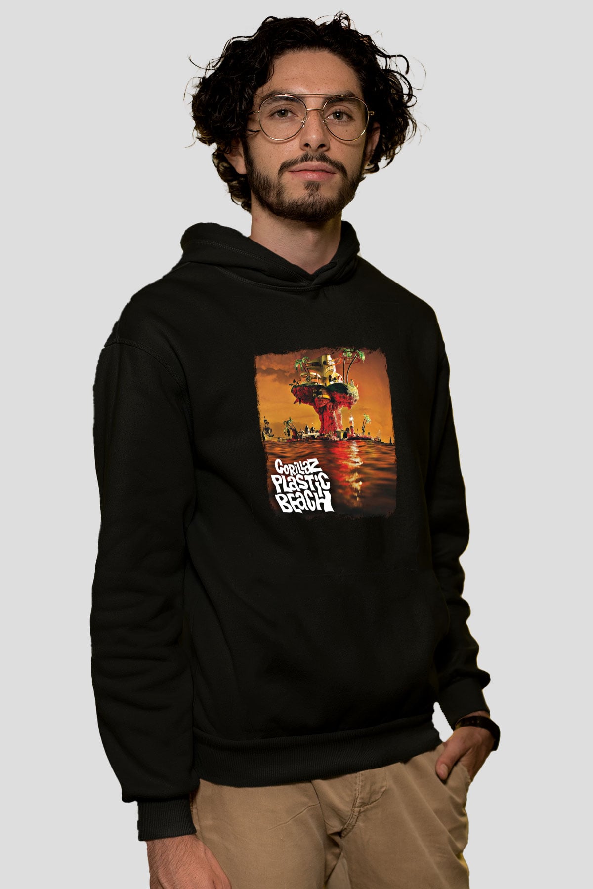 Gorillaz Baskılı Unisex Siyah Hoodie