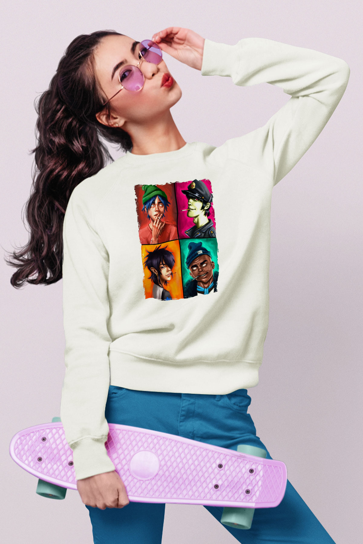Gorillaz Beyaz Unisex Sweatshirt