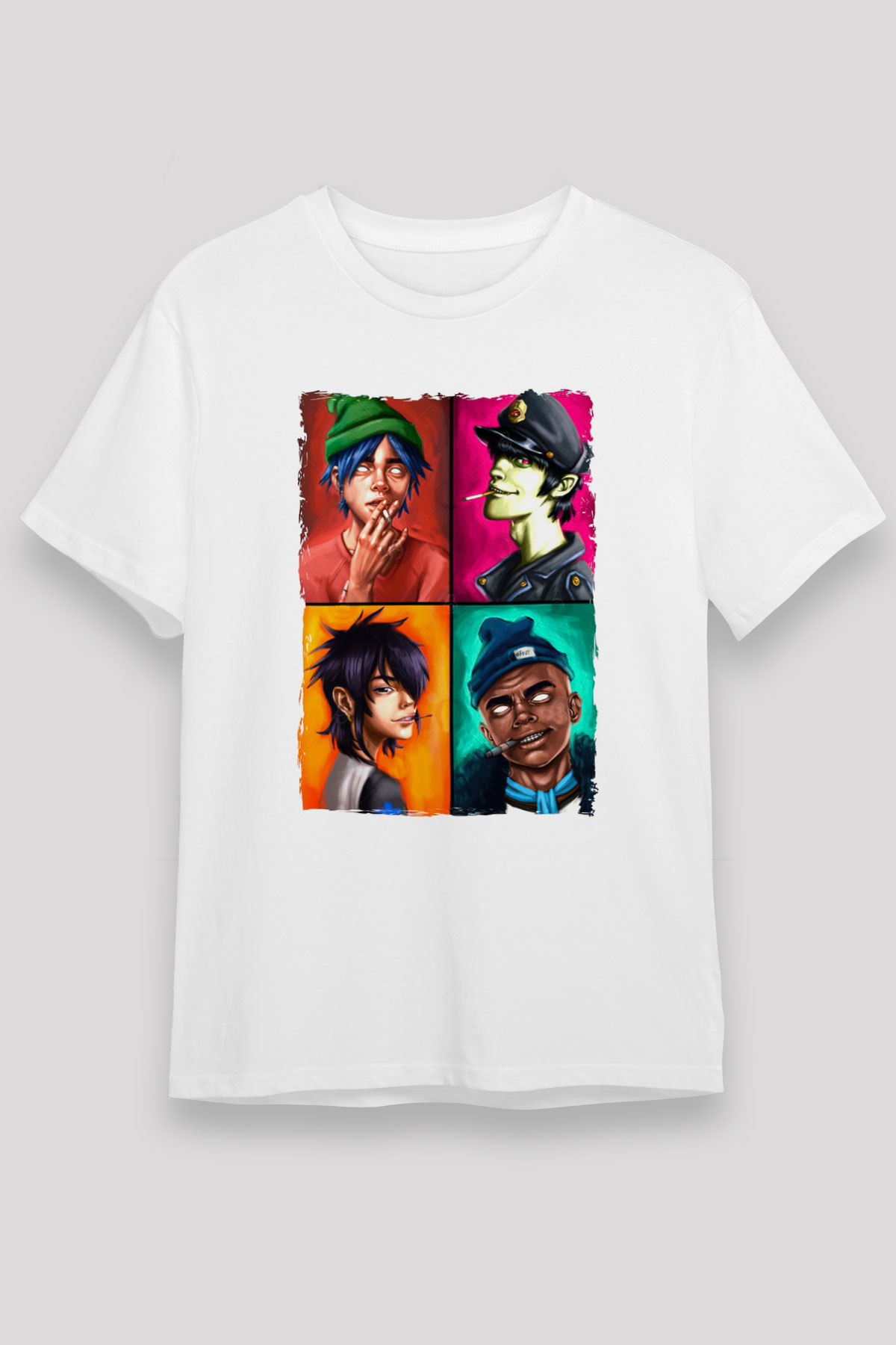 Gorillaz Beyaz Unisex Tişört T-Shirt - TişörtFabrikası