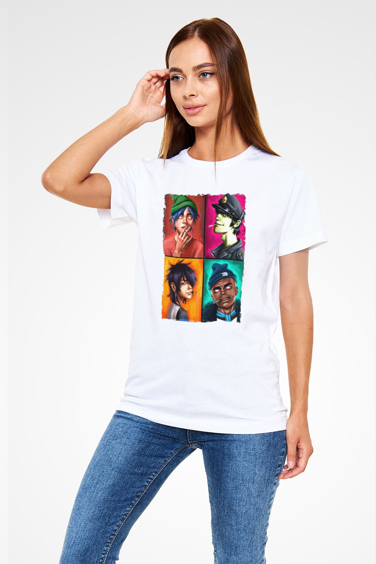Gorillaz Beyaz Unisex Tişört T-Shirt - TişörtFabrikası