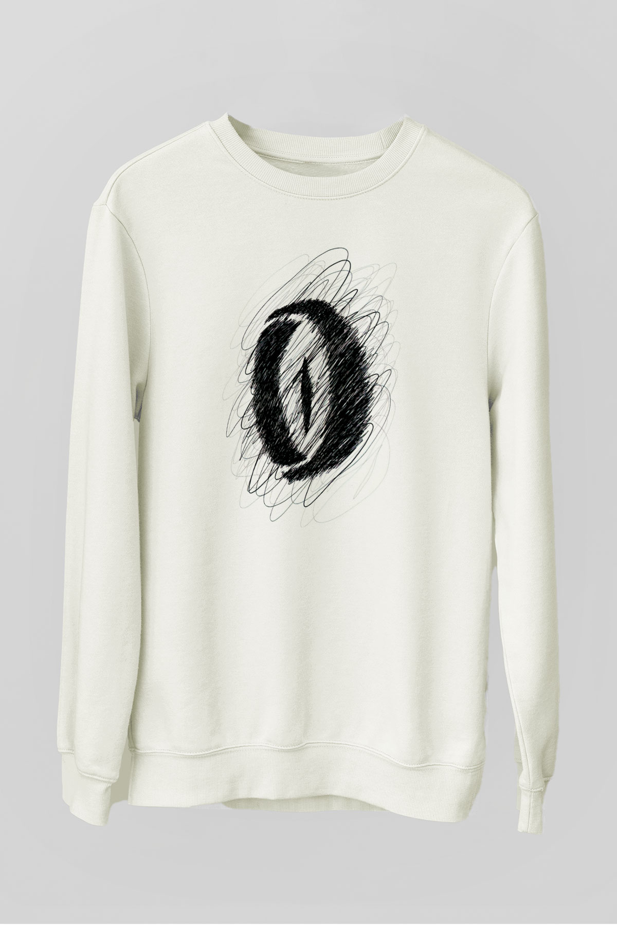 Göz Baskılı Unisex Beyaz  Sweatshirt