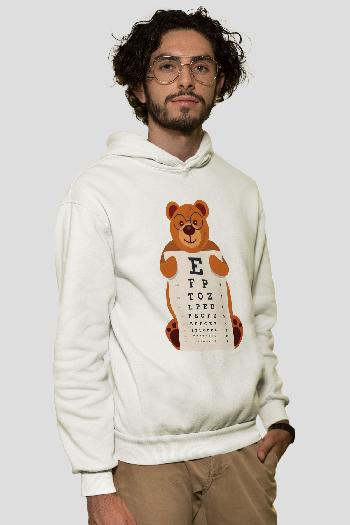 Göz doktoru Beyaz Unisex Kapüşonlu Sweatshirt