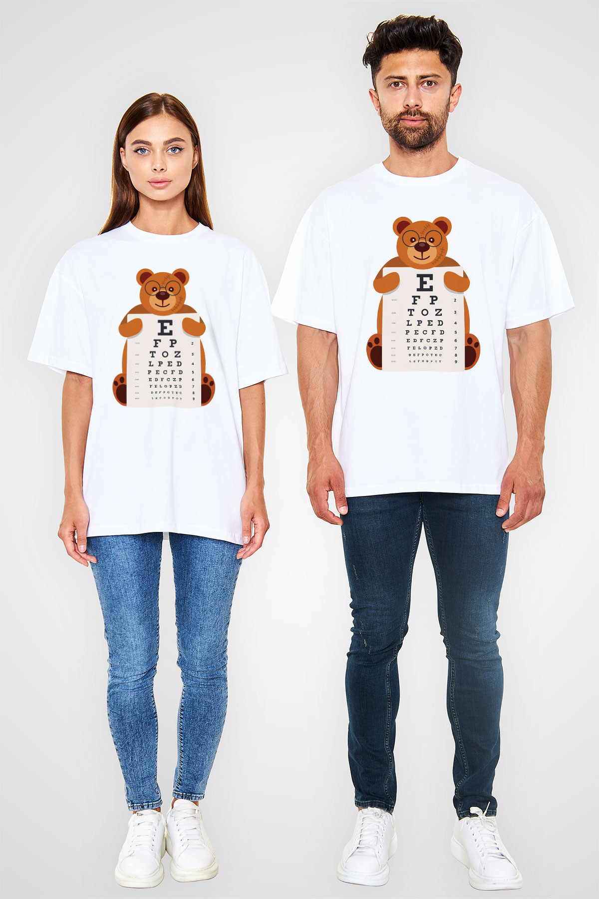 Göz doktoru Beyaz Oversize Tişört Oversize T-shirt - TişörtFabrikası