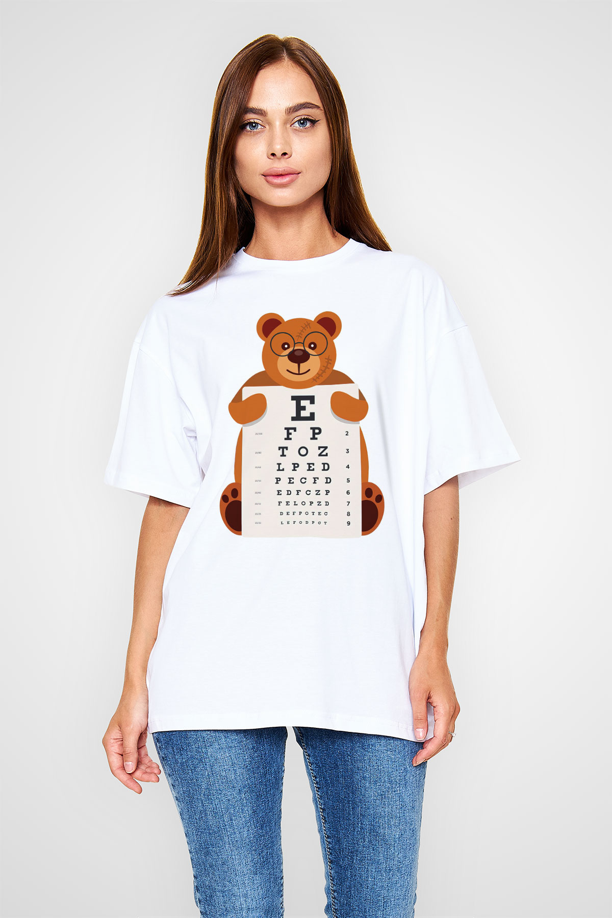 Göz doktoru Beyaz Oversize Tişört Oversize T-shirt - TişörtFabrikası