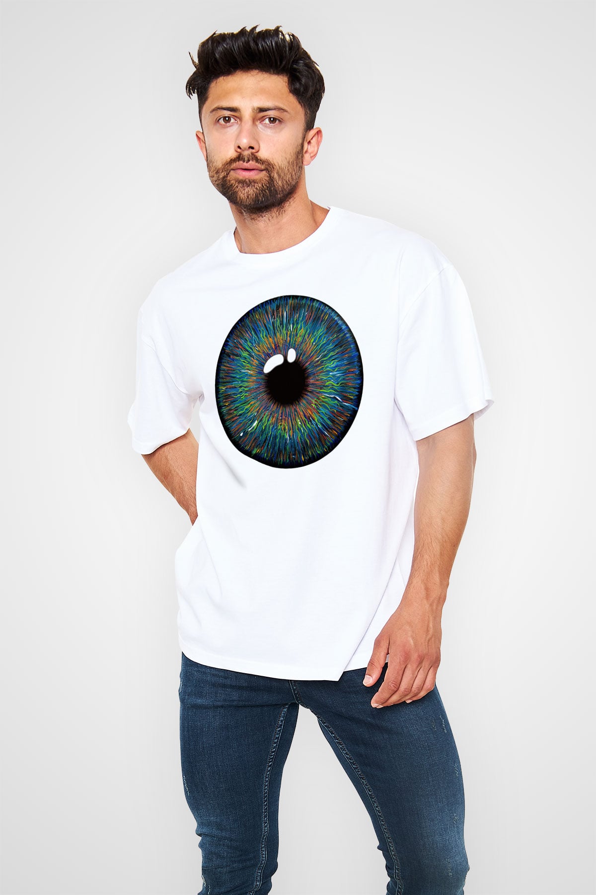 Göz doktoru Beyaz Oversize Tişört Oversize T-shirt - TişörtFabrikası