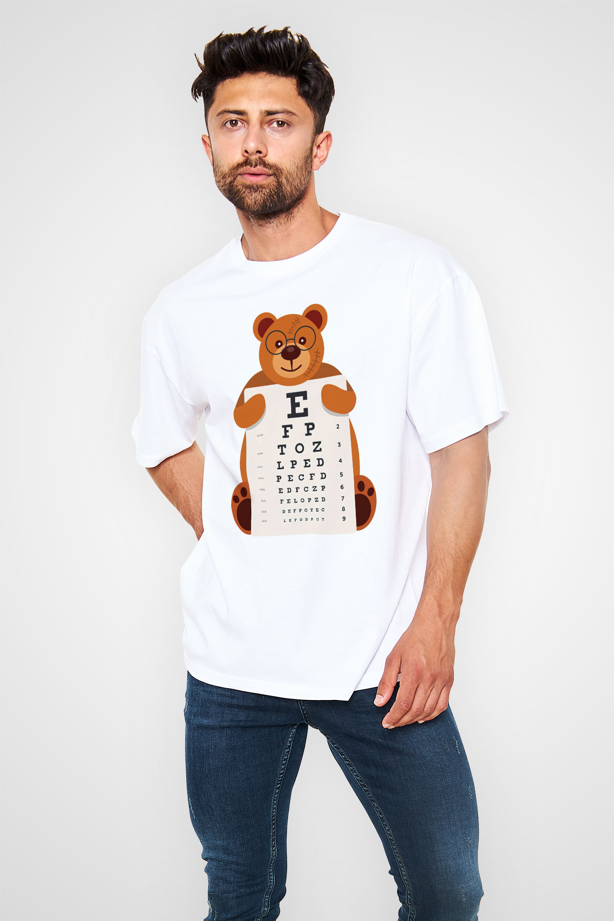 Göz doktoru Beyaz Oversize Tişört Oversize T-shirt - TişörtFabrikası