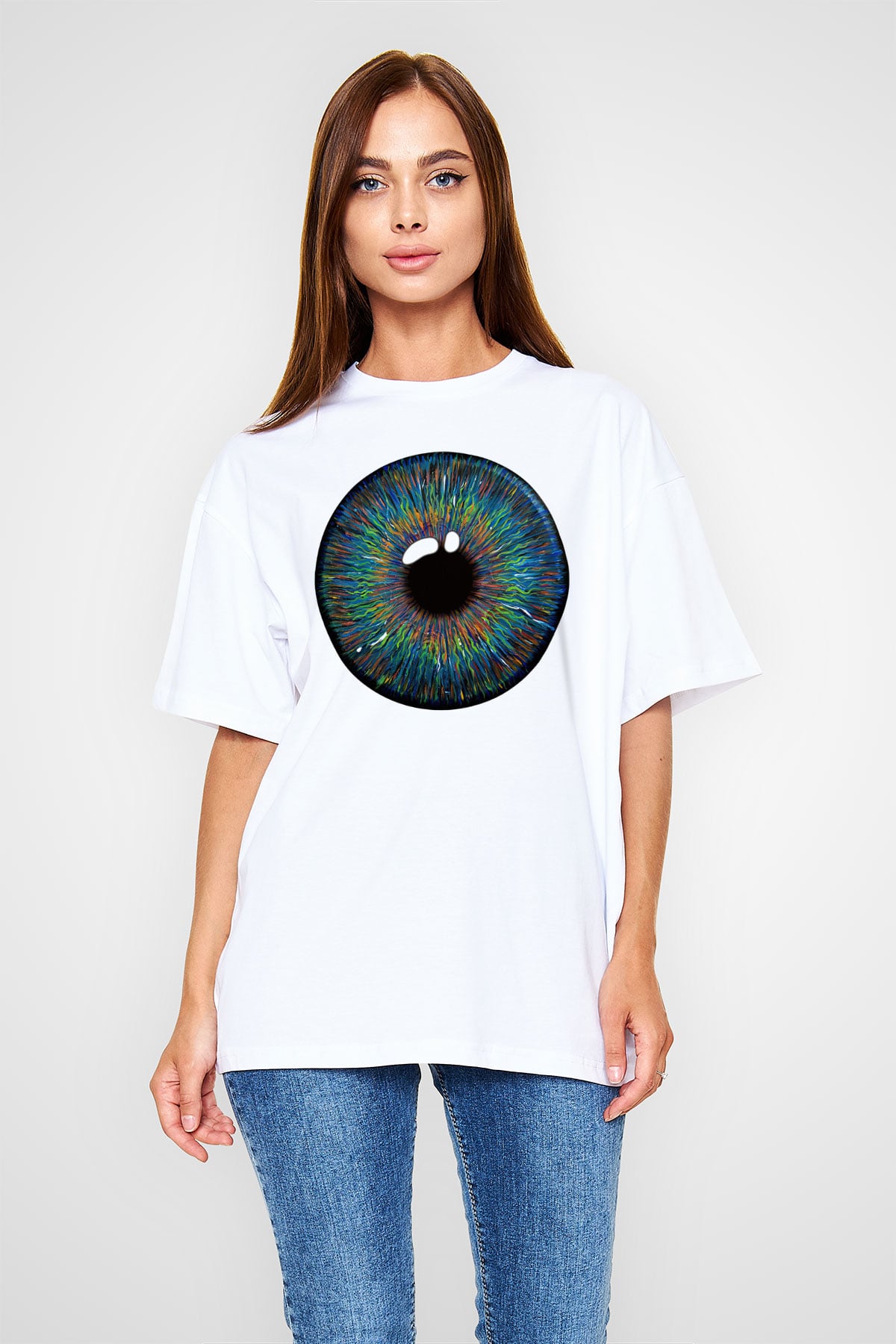 Göz doktoru Beyaz Oversize Tişört Oversize T-shirt - TişörtFabrikası