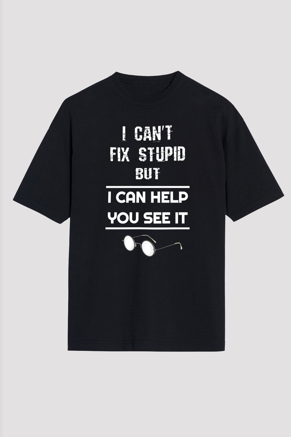 Gözlükçü Siyah Oversize Tişört Oversize T-shirt - TişörtFabrikası