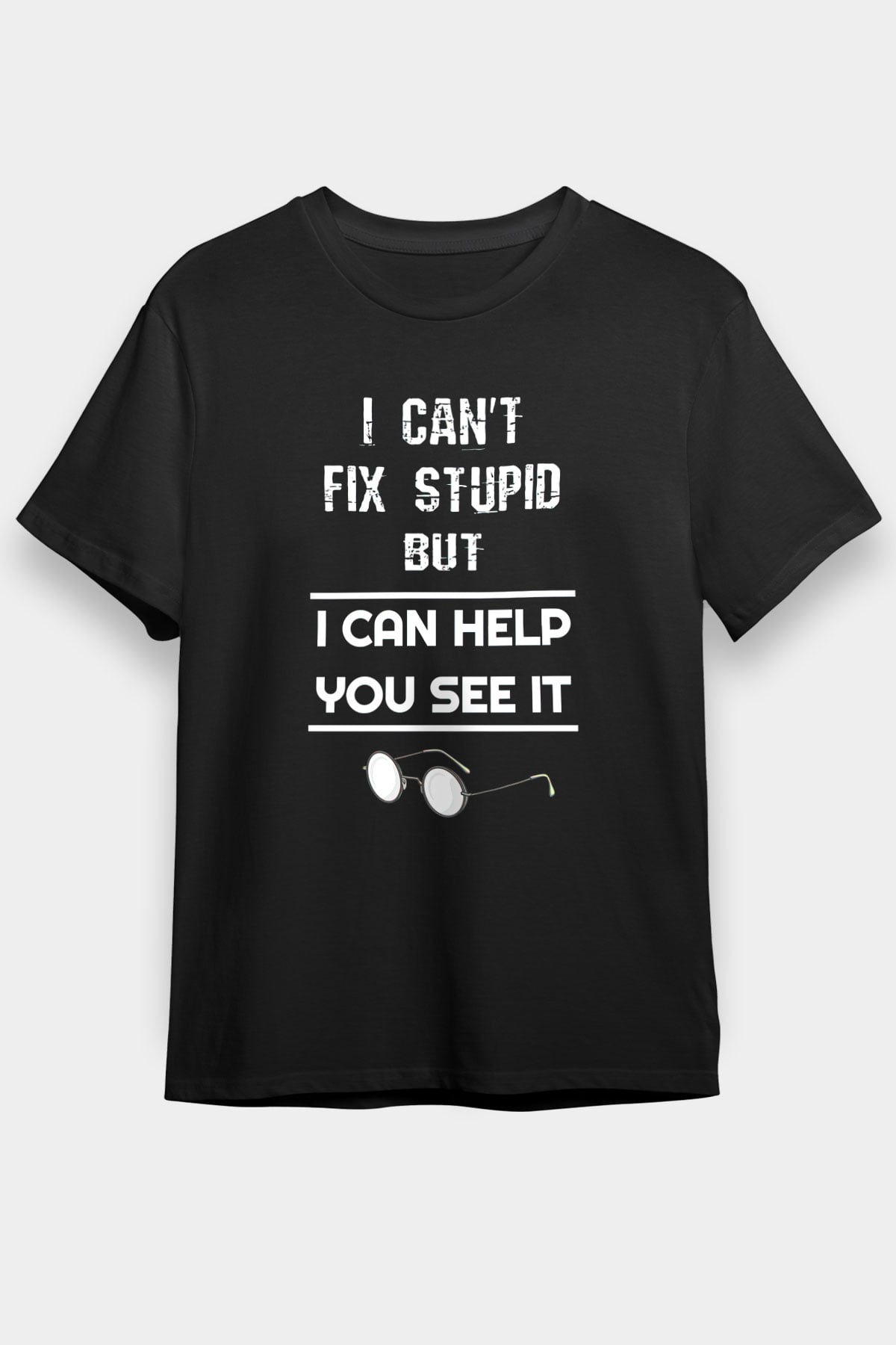 Gözlükçü Siyah Unisex Tişört T-Shirt - TişörtFabrikası