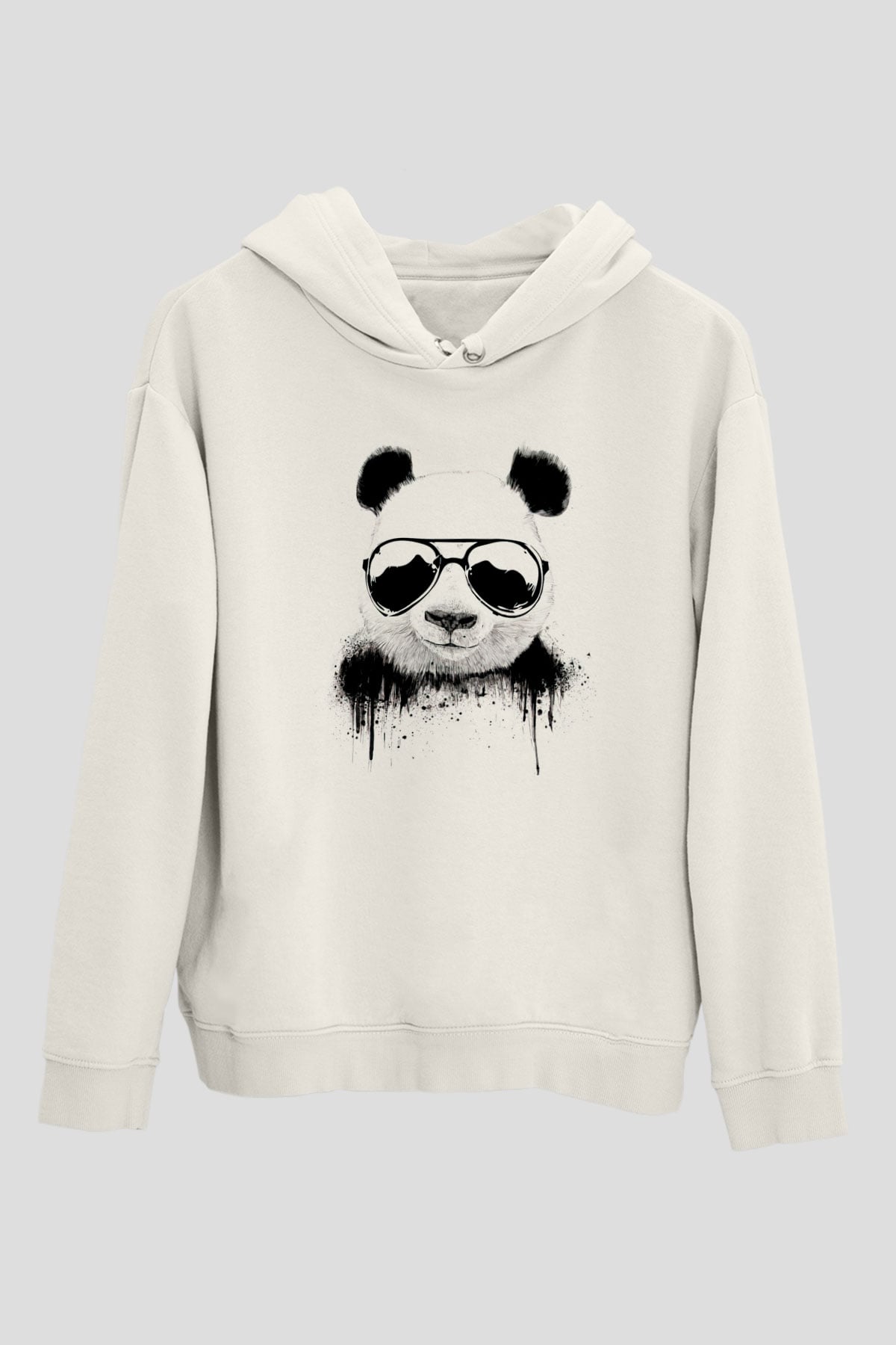 Gözlüklü PandaBeyaz  Unisex Hoodie