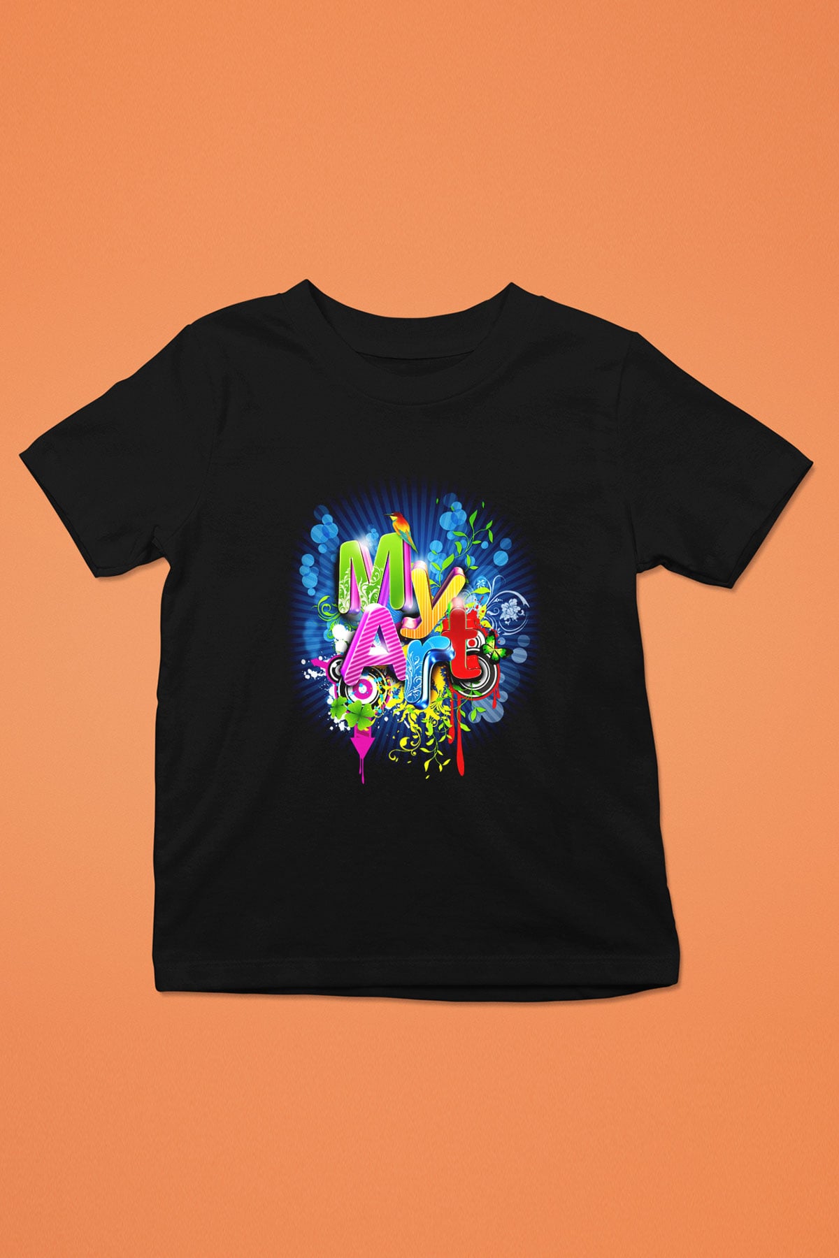 Grafiker Baskılı Siyah Unisex Çocuk Tişört