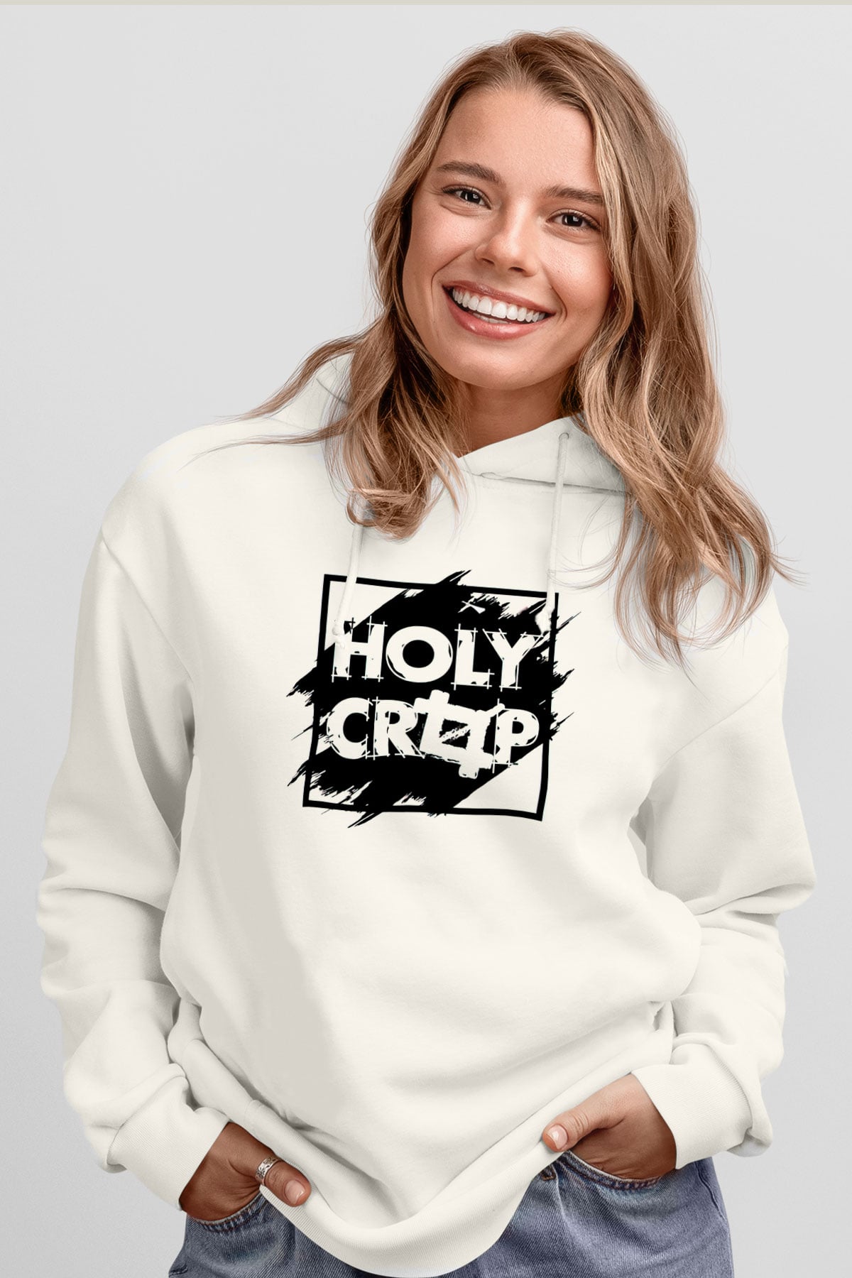 Grafiker Beyaz Unisex Kapüşonlu Sweatshirt