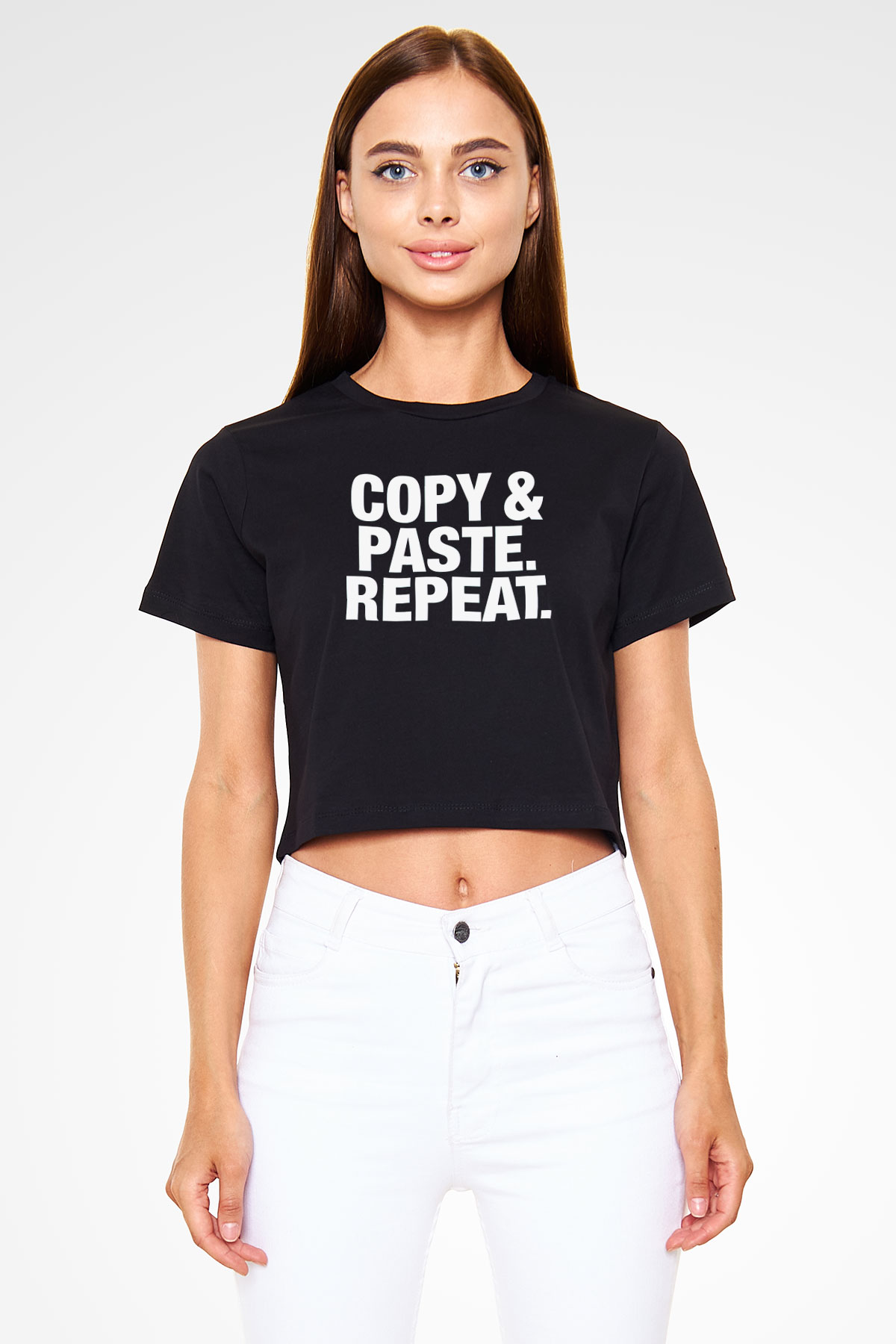 Grafiker Siyah  Crop Top Tişört